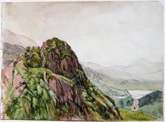 Mountain Scene with Distant Lake.