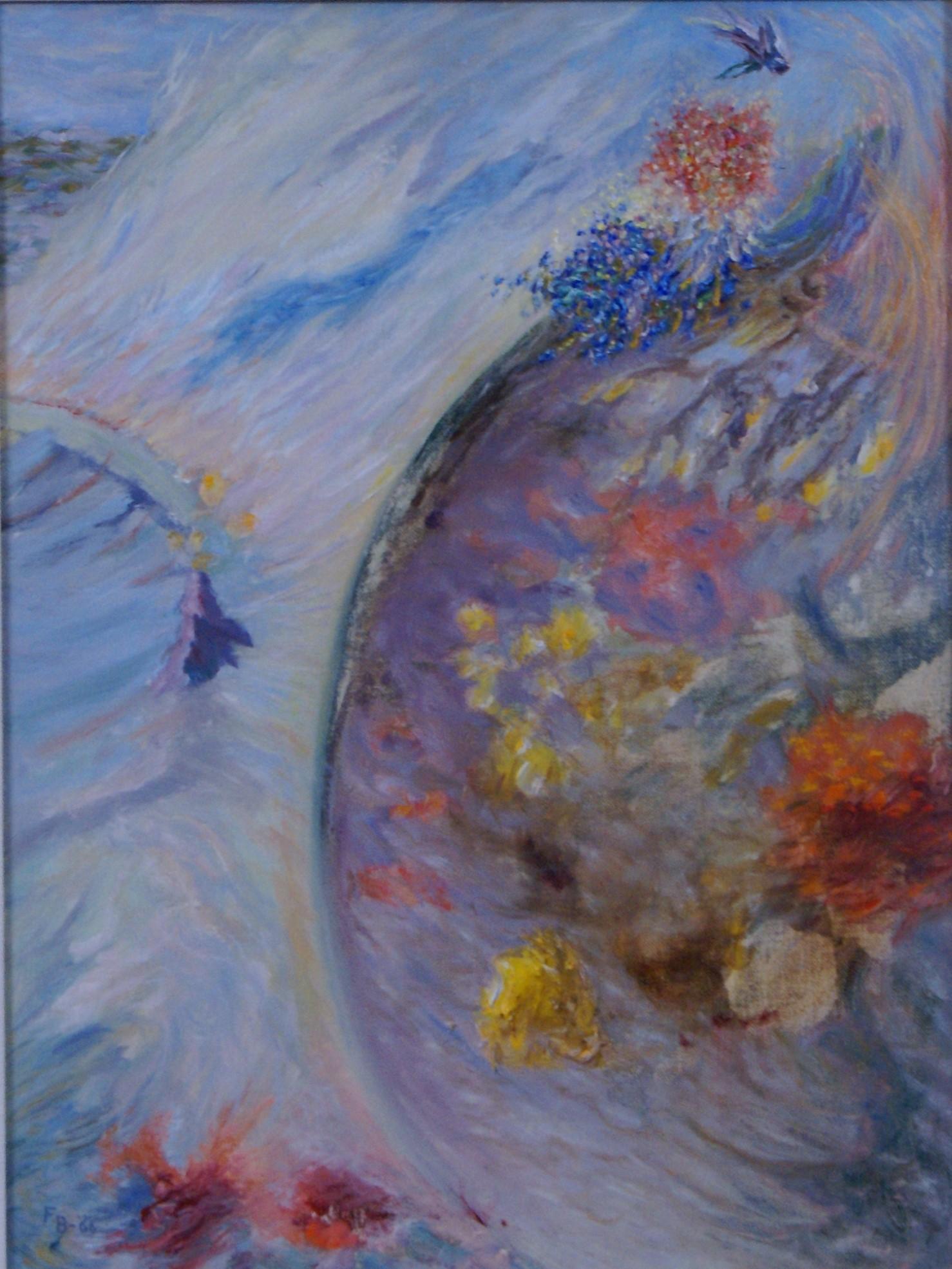 {Sea and Flowers} - Painting by Freeman Baldridge