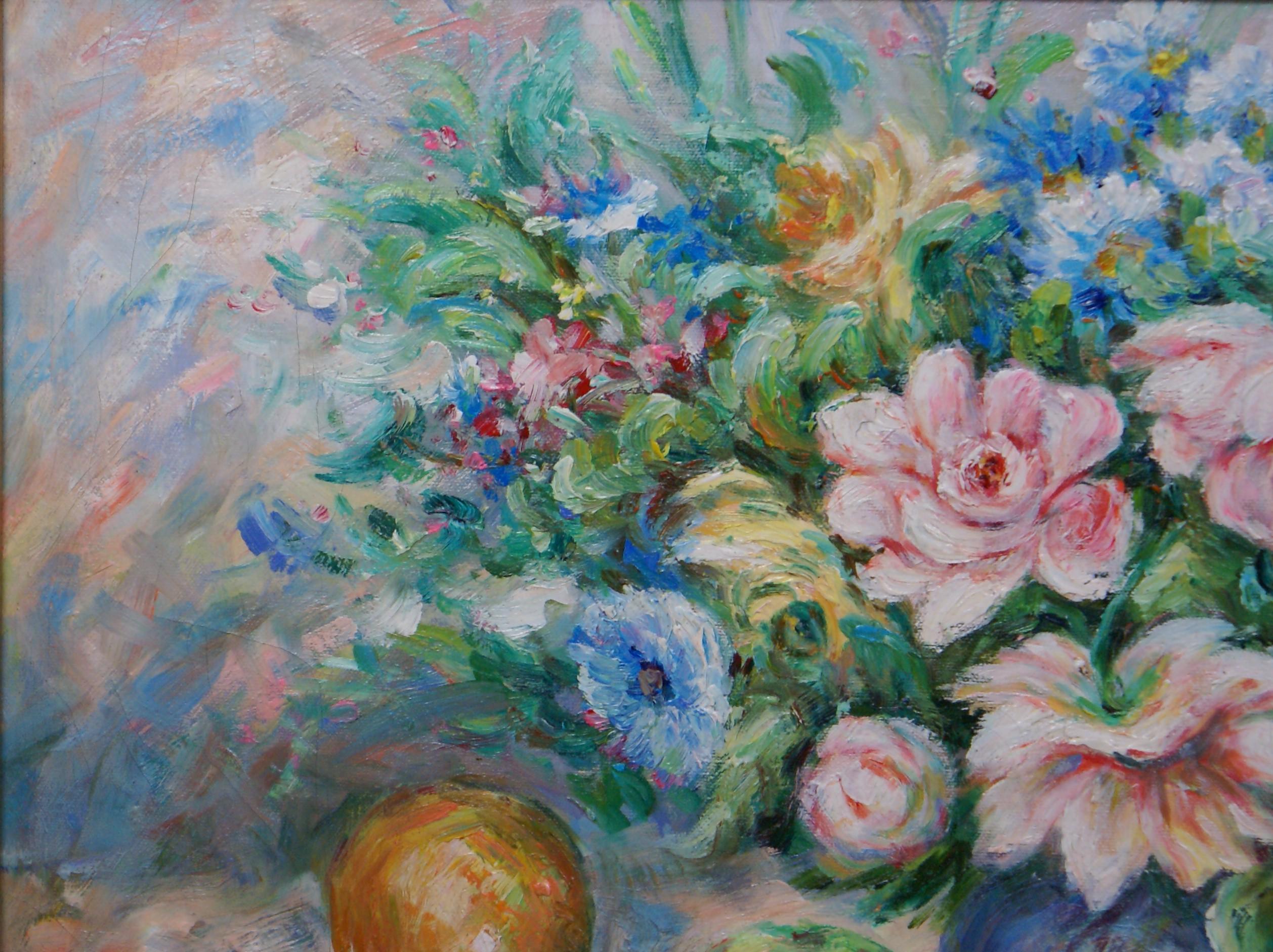 Pair of Floral Still Life Paintings For Sale 3