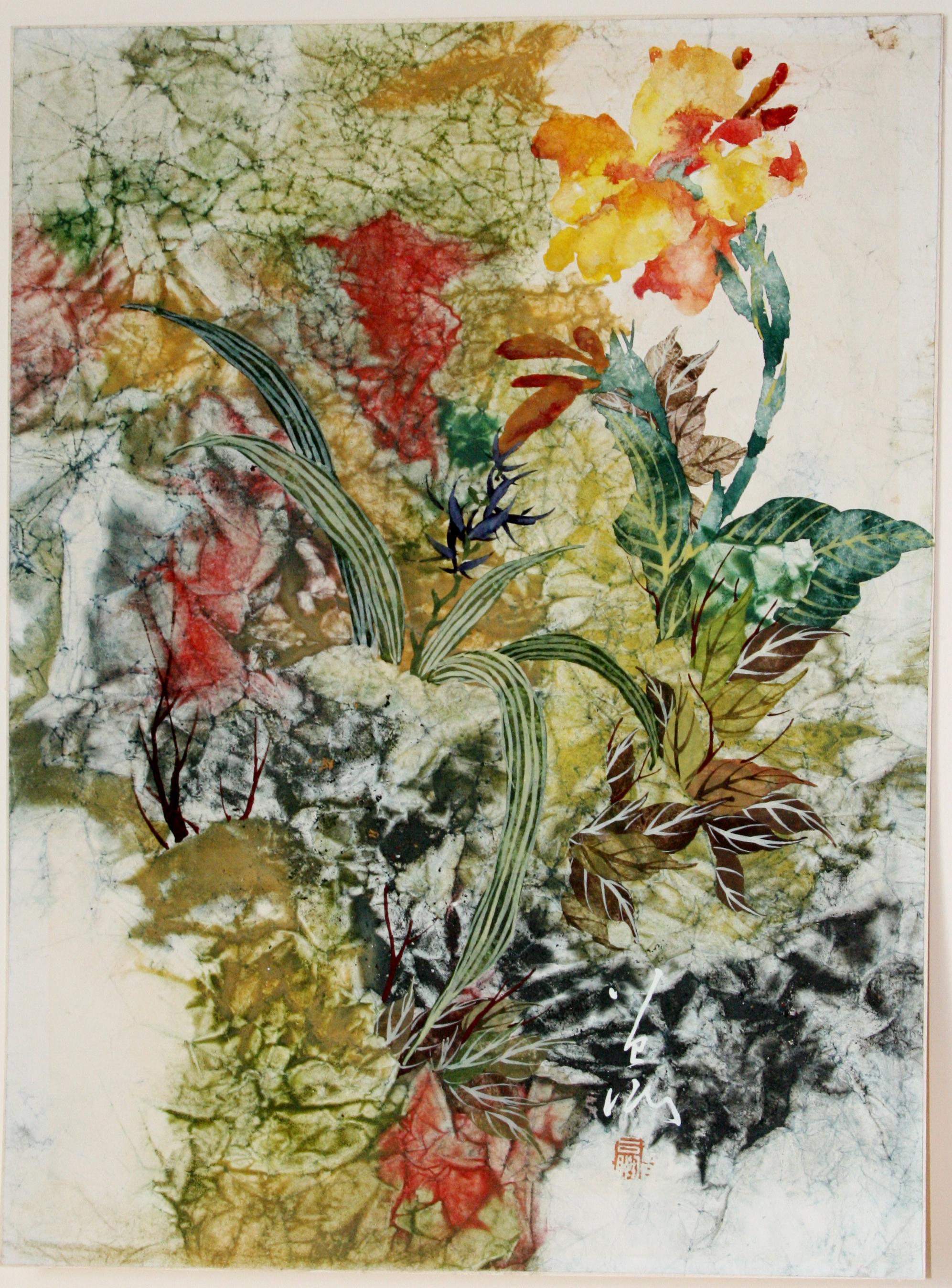 Spring: Iris und Tradescantia (Braun), Still-Life, von Pang Tseng-Ying.