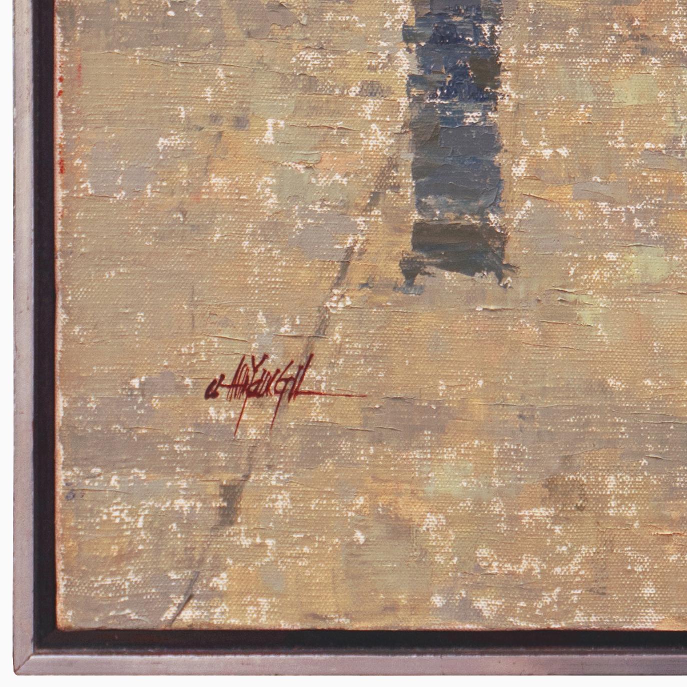Signed lower left, 'Ahn Young-Il' and painted circa 1975.

Young-Il Ahn was born in 1934 in Seoul to an artistic family. Shortly after his birth, Ahn's family moved to Northeast Tokyo, where he began painting, was acknowledged as a child prodigy and