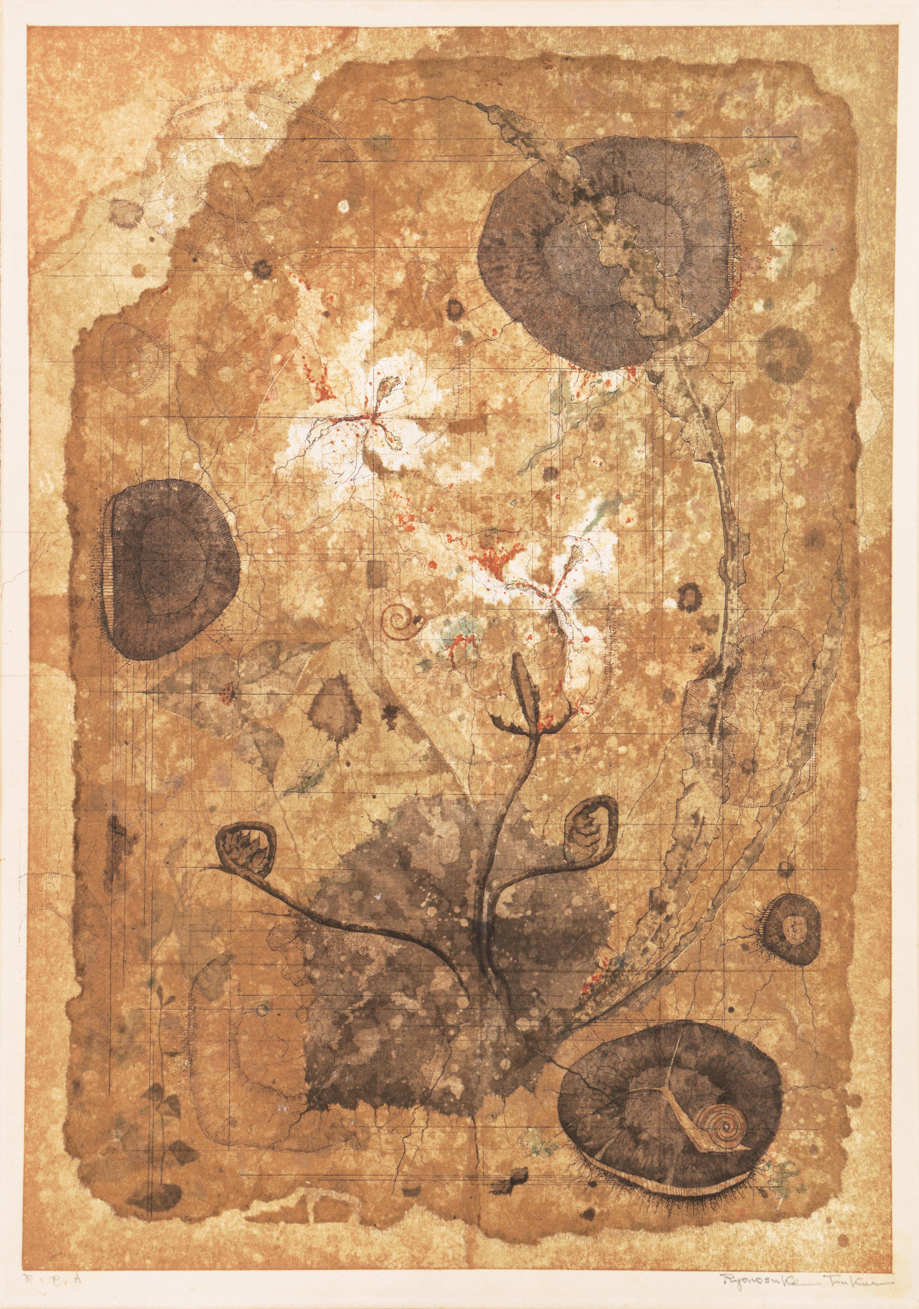 « Map of Life », Université des Beaux-Arts, Tokyo, nature morte de fleurs, Bénézit - Print de Ryonosuke Fukui