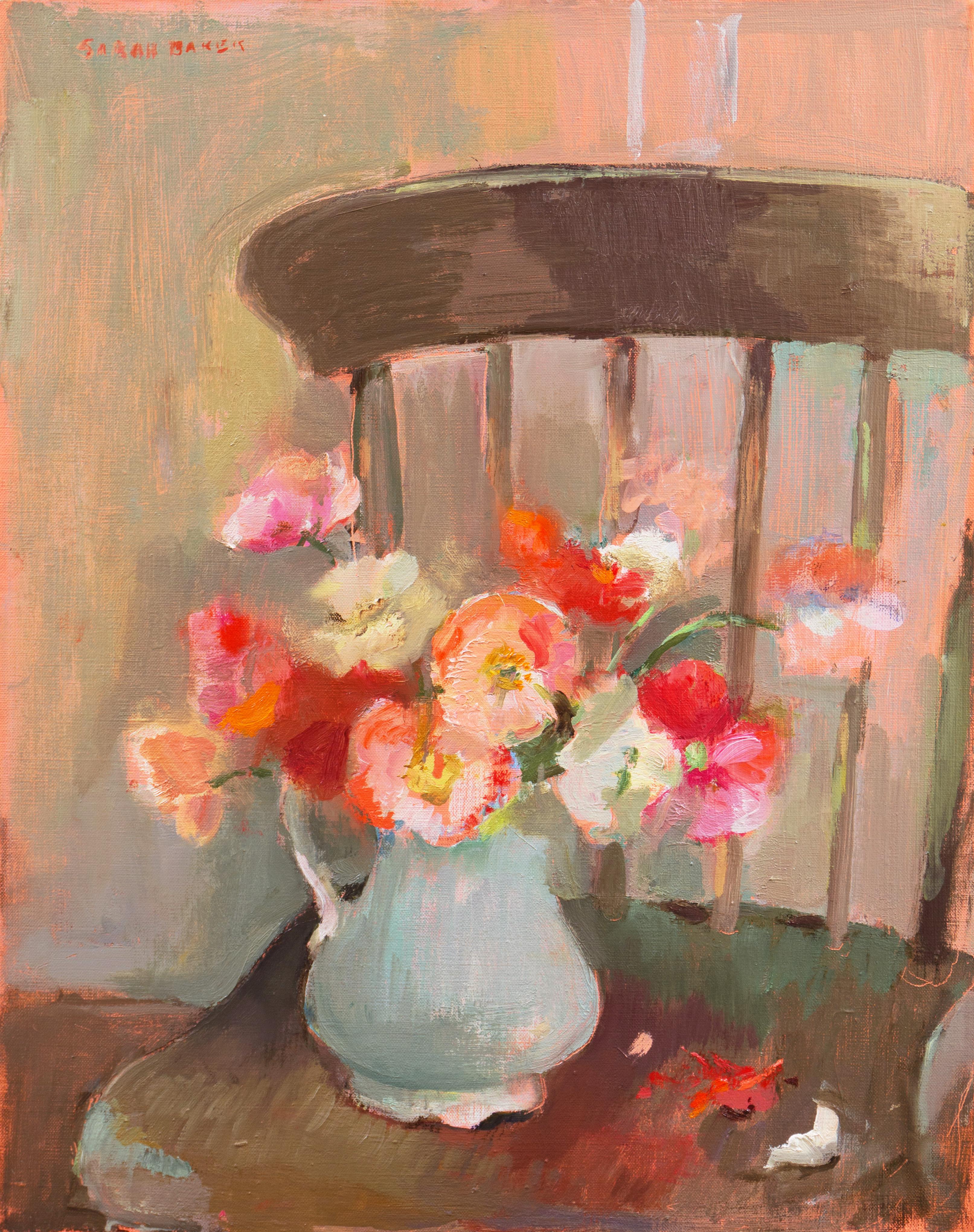 Sarah Baker Still-Life Painting - Post-Impressionist oil, 'Still Life of Poppies', Woman artist, PAFA, Paris