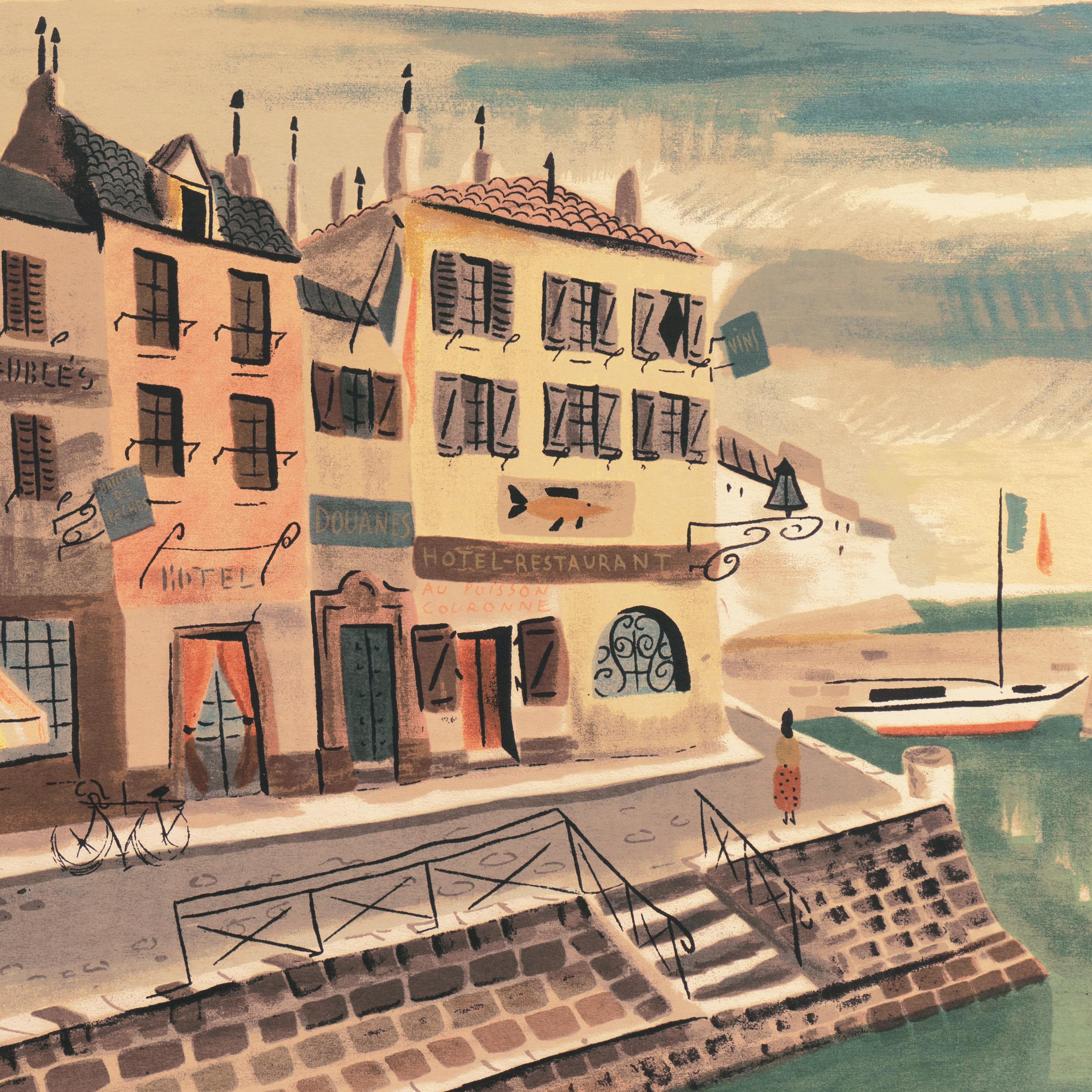'Breton Village with Lighthouse', Post-Impressionism, Brittany, Modernism - Post-Impressionist Print by Charles de Montfort