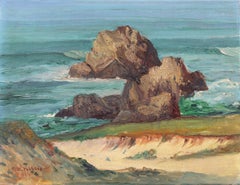 Antique 'Monterey Bay', California Plein Air, National Academy of Design, Bohemian Club