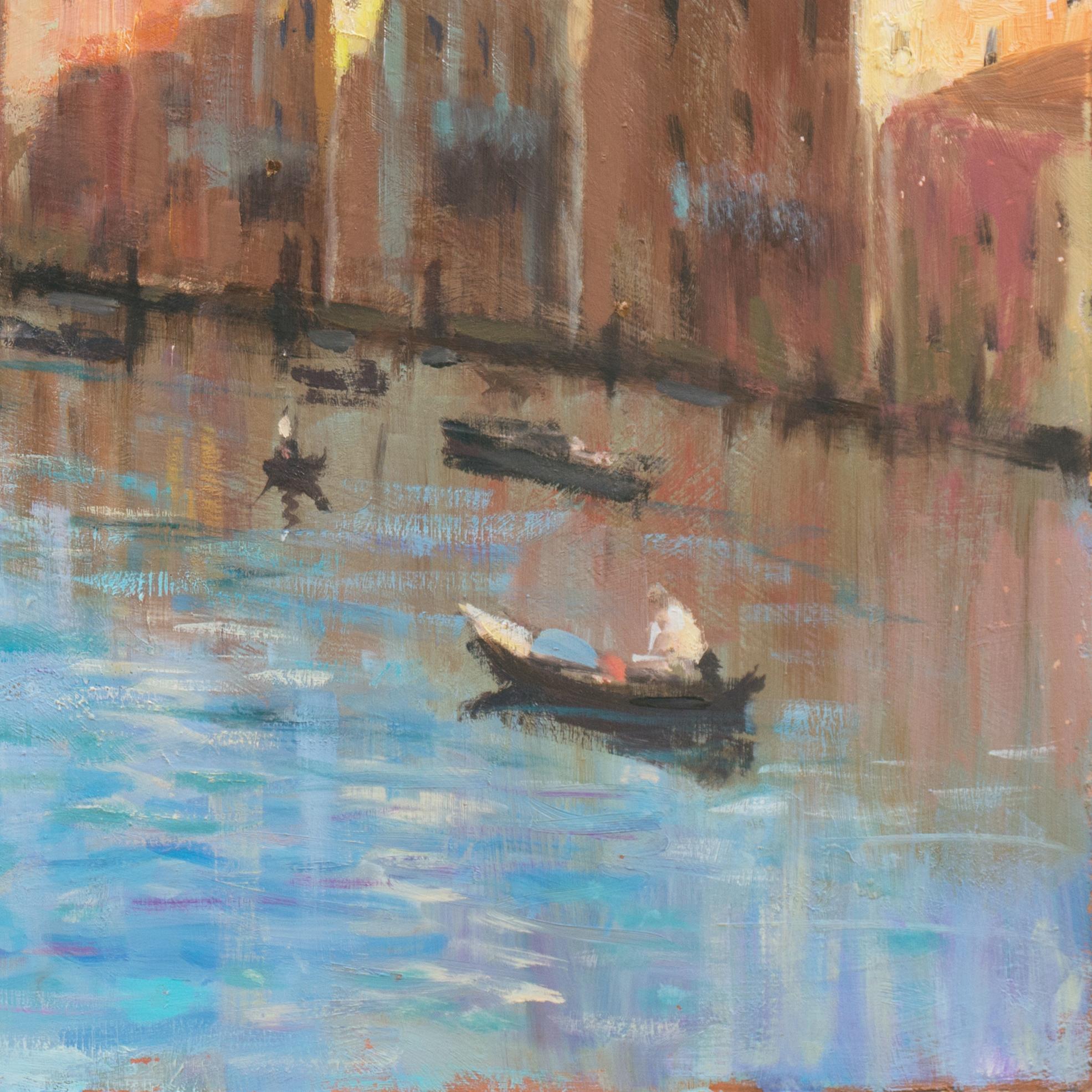 'Venice', Santa Maria Della Salute, Grand Canal, Italy - Impressionist Painting by Antonio Pippa