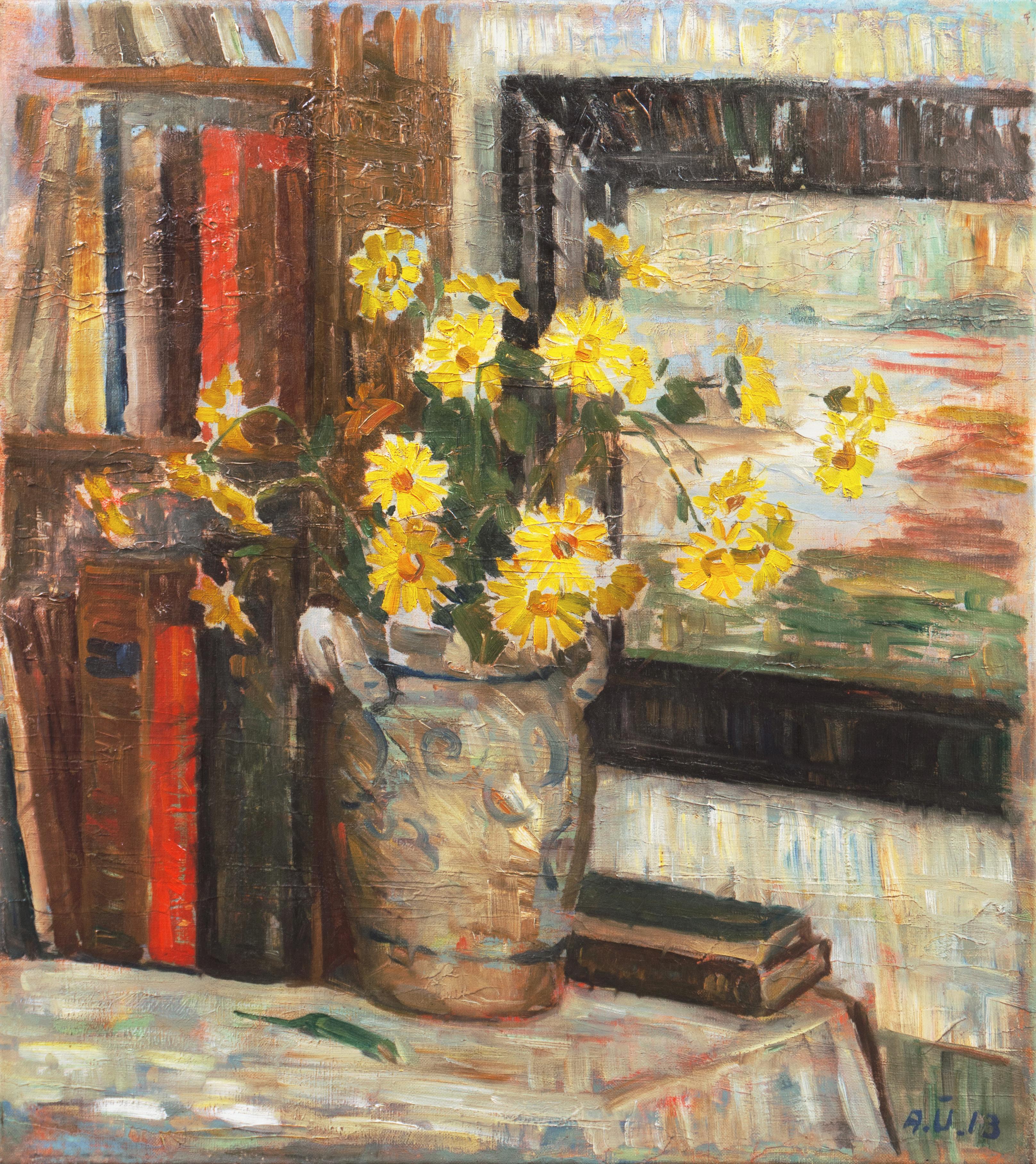 Axel Ulmer Still-Life Painting - 'Yellow Daisies', Danish Impressionist, Charlottenborg Institute, Paris, London