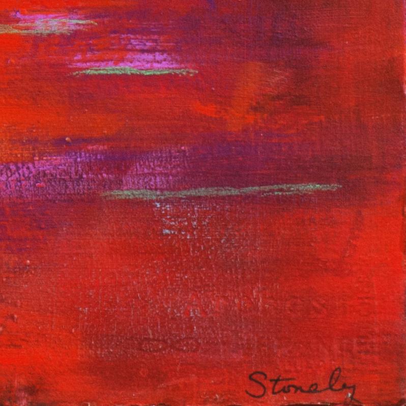 'Abstract in Coral and Scarlet', Woman Artist, Pacific Grove Art Association - Painting by Dorothy Stonely