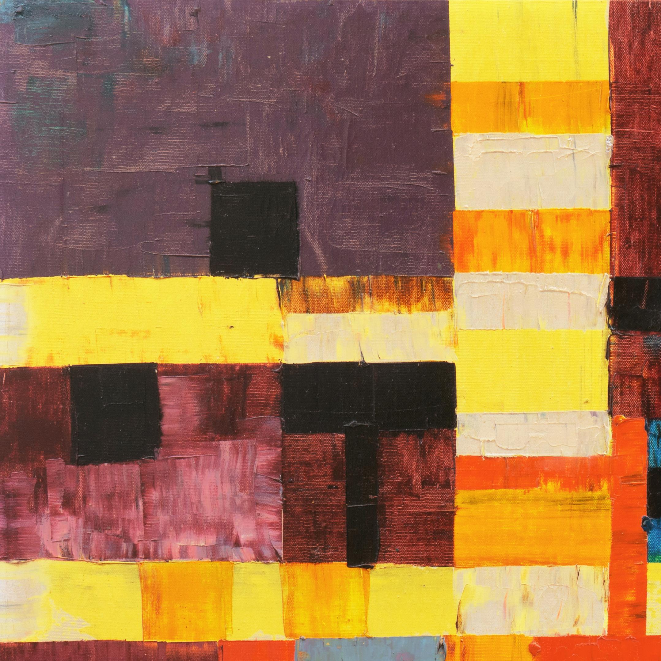 Astratto geometrico policromatico - Abstract Painting Nero di P. Jean