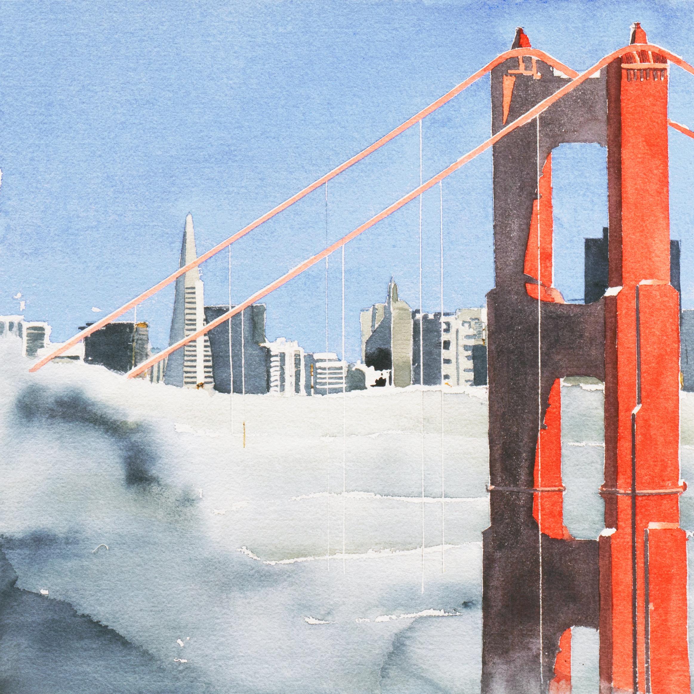golden gate bridge watercolor