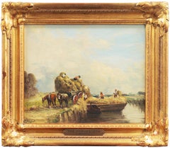 'Harvest Time', New Bedford, Massachusetts, Impressionist Figural Oil Landscape 