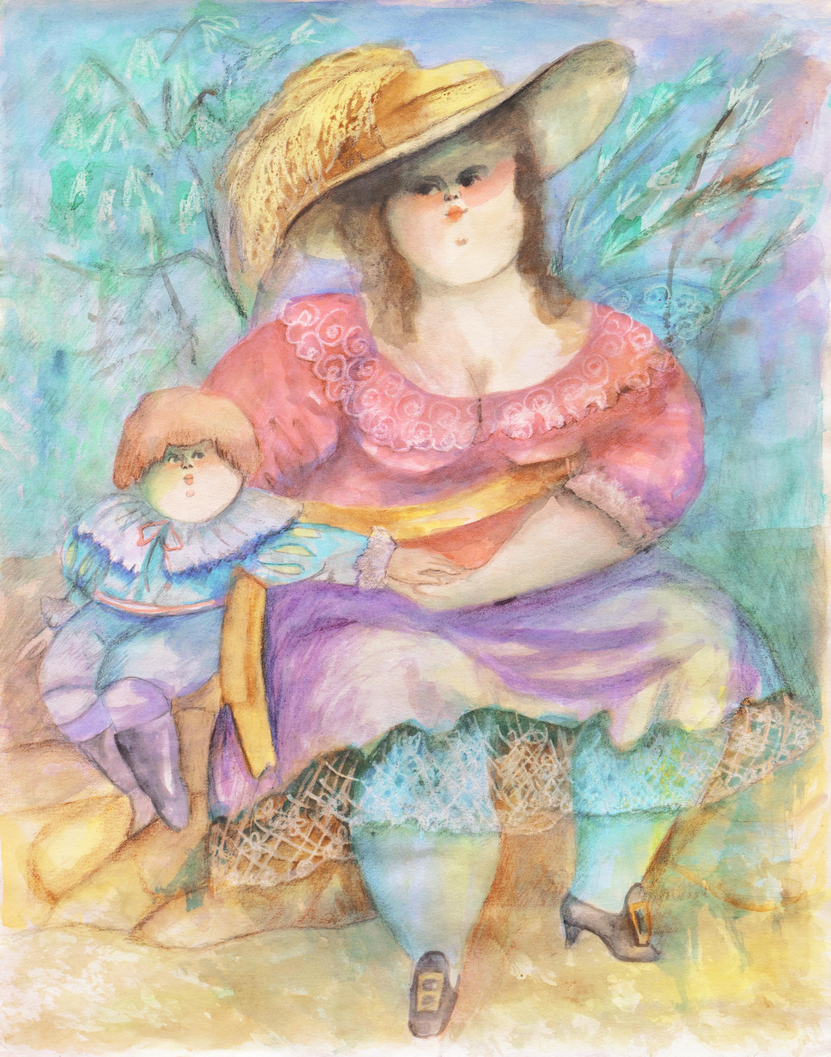 Nohra Beltran Figurative Art – „Mutter und Kind“, bolivianisch-amerikanischer Modernist