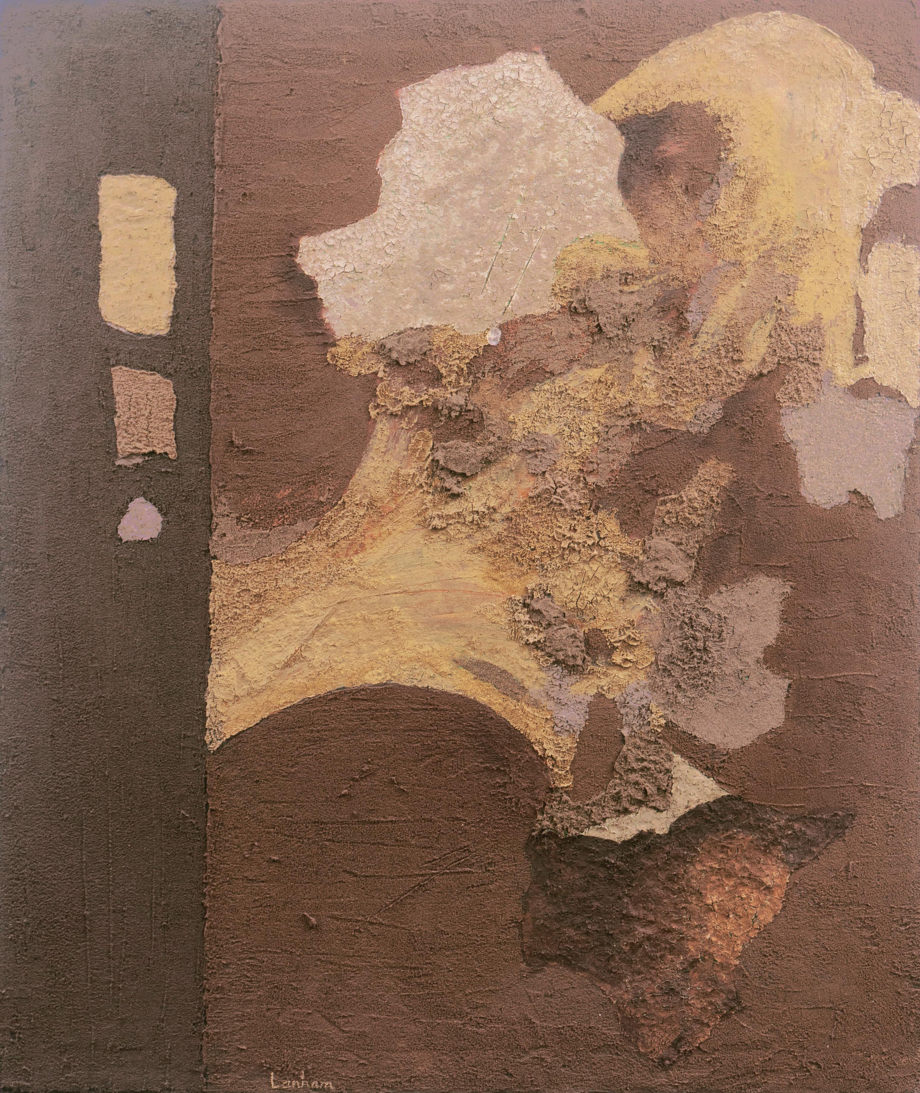 'Abstract in Ochre and Umber', California Woman artist, Palo Alto, San Jose - Mixed Media Art by Phyllis Lanham
