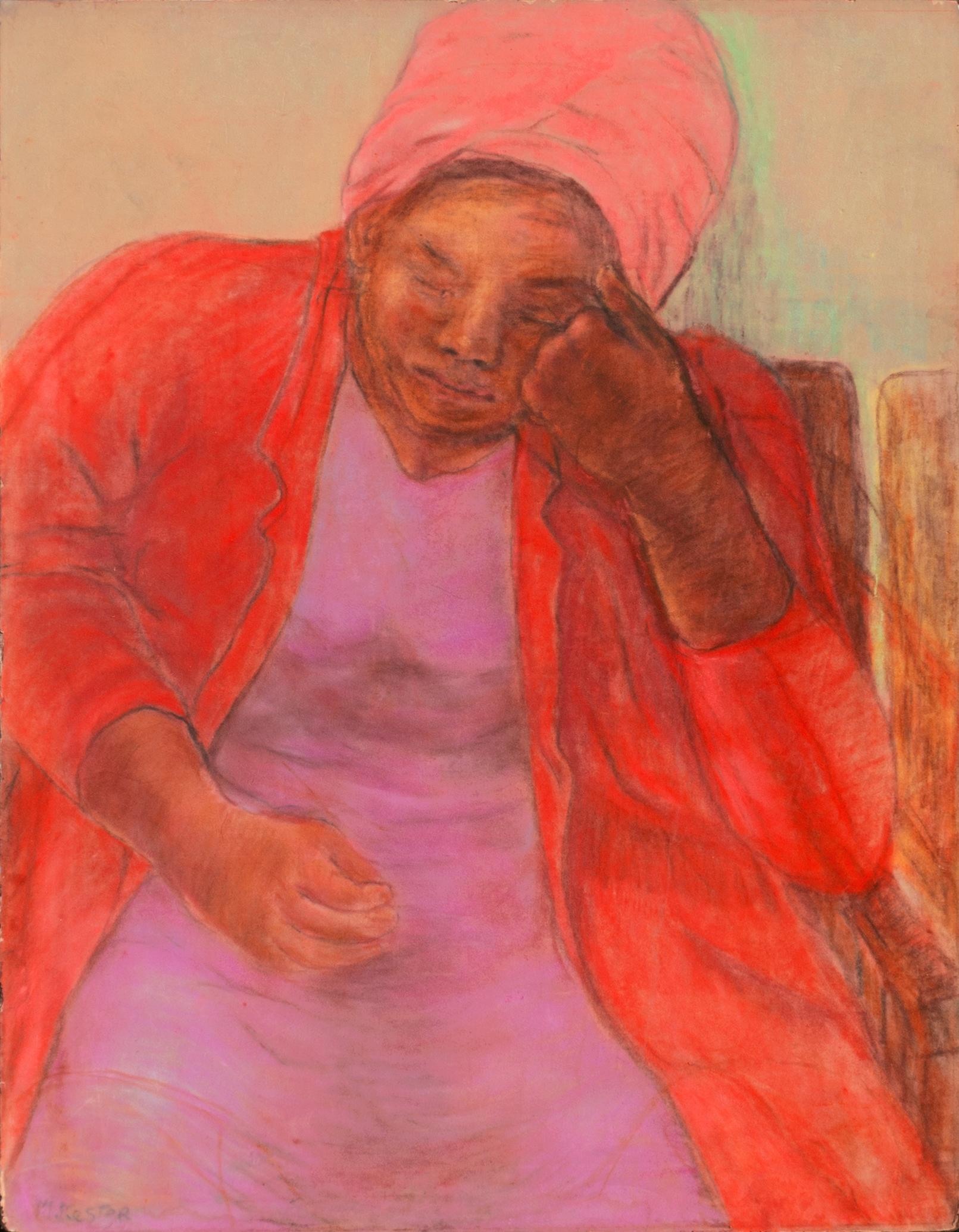 Mary Peterson Kestor Portrait - 'Black Woman Sleeping on Subway', Syracuse, University of Northern Iowa, Urban