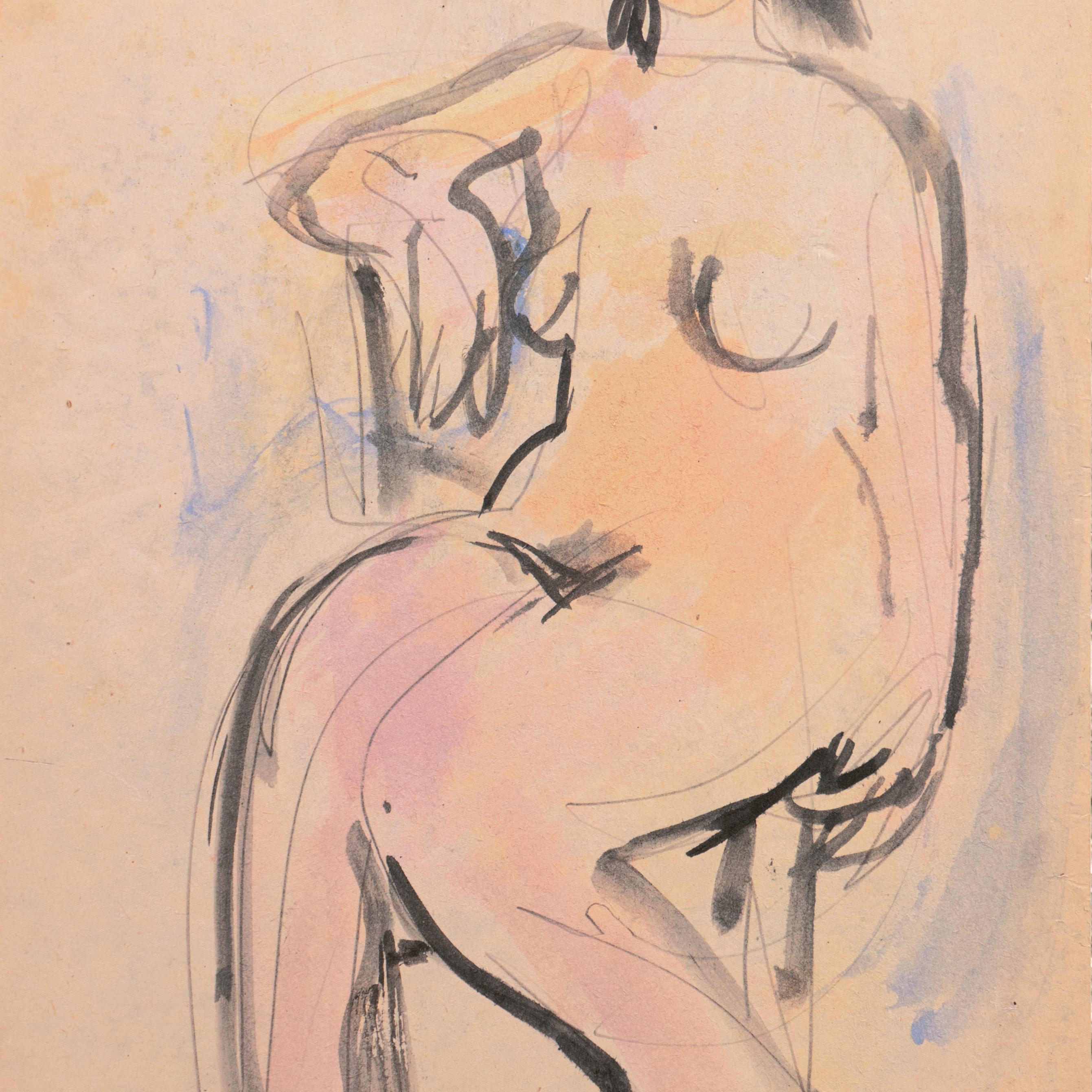 „Sitzender Akt“, Paris, Louvre, Salon d'Automne, Acadmie Chaumire, LACMA, SFAA  (Post-Impressionismus), Art, von Victor Di Gesu