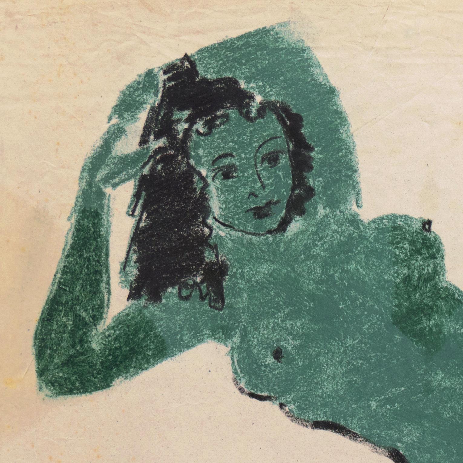 'Reclining Nude in Jade', Mid-century Figural, Paris 2