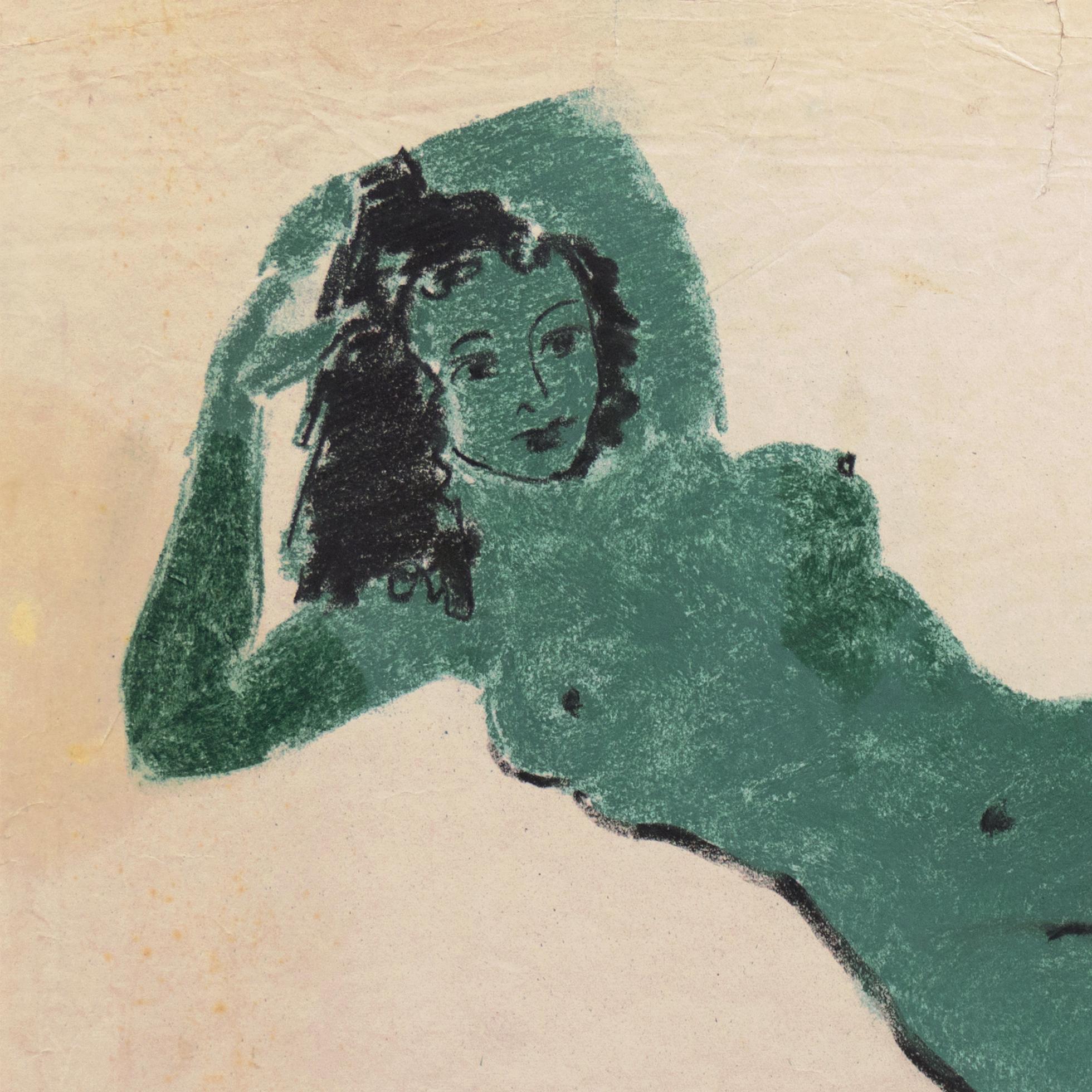 'Reclining Nude in Jade', Mid-century Figural, Paris 3