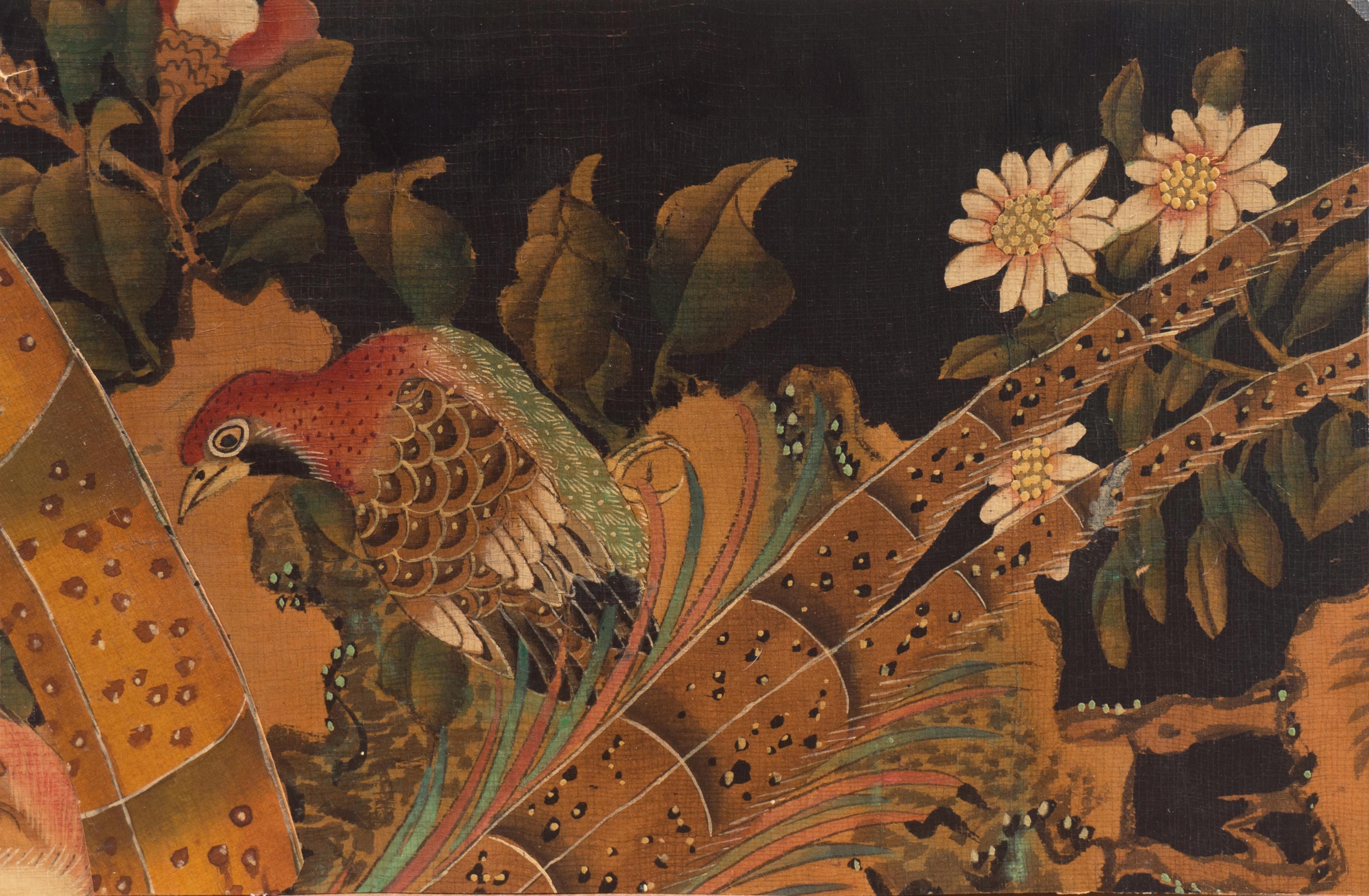 'Bird of Paradise among Flowering Blossoms' - Art by Chinese School, 19th Century