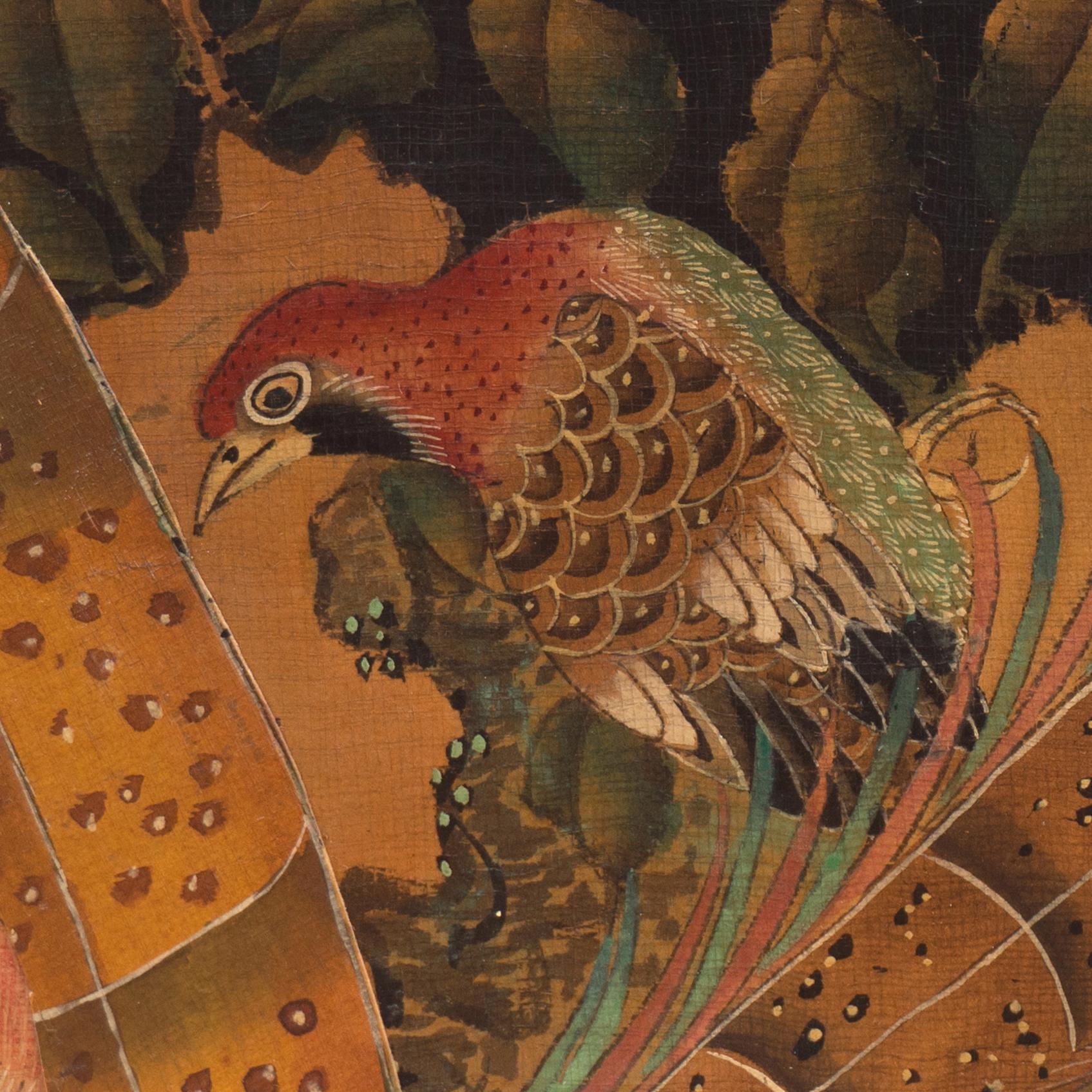 'Bird of Paradise among Flowering Blossoms' - Brown Animal Art by Chinese School, 19th Century