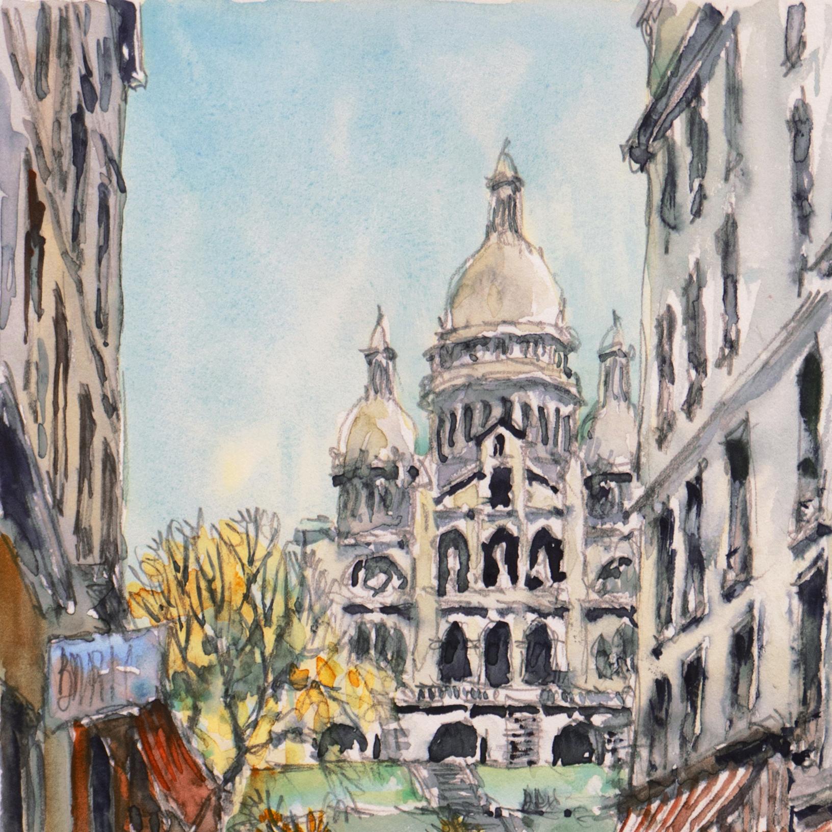 Signed lower right, 'P. E. Cambier' for Pierre Eugene Cambier (French, 1914-2000) and painted circa 1985. Titled outside of design, lower right, 'Montmartre - Le Sacre Coeur'.
Paper dimensions: 10.25 x 8 inches
Previously with: Park West Galleries,