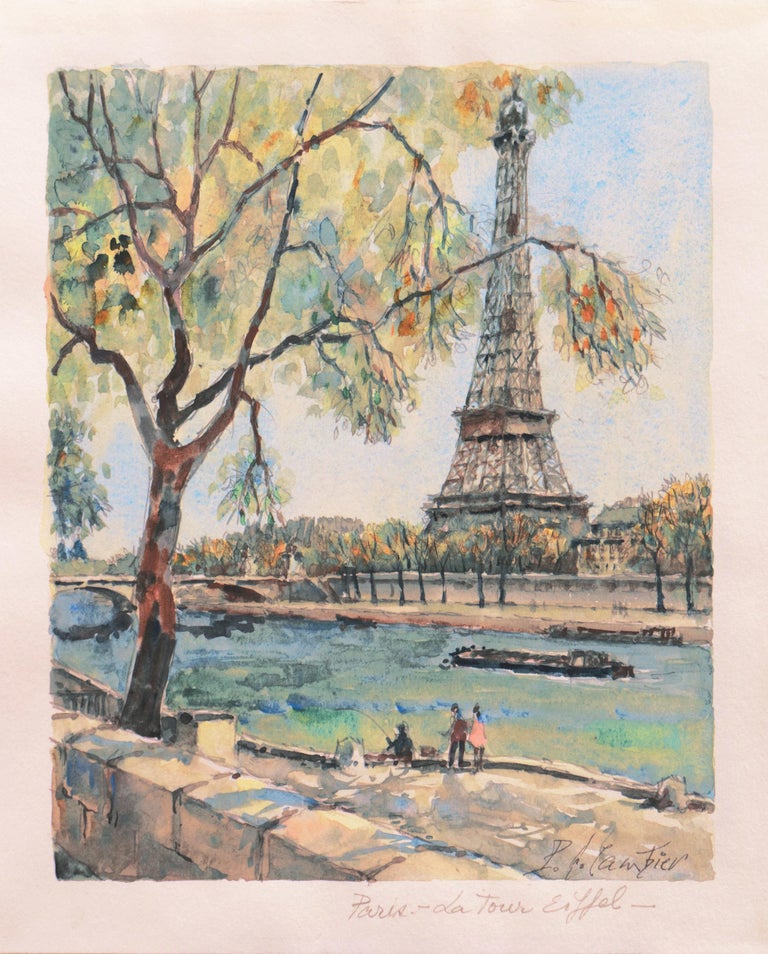 Pierre Eugene Cambier - 'The Seine and the Eiffel Tower', Paris, Salon  D'Automne, Salon Des Independents For Sale at 1stDibs