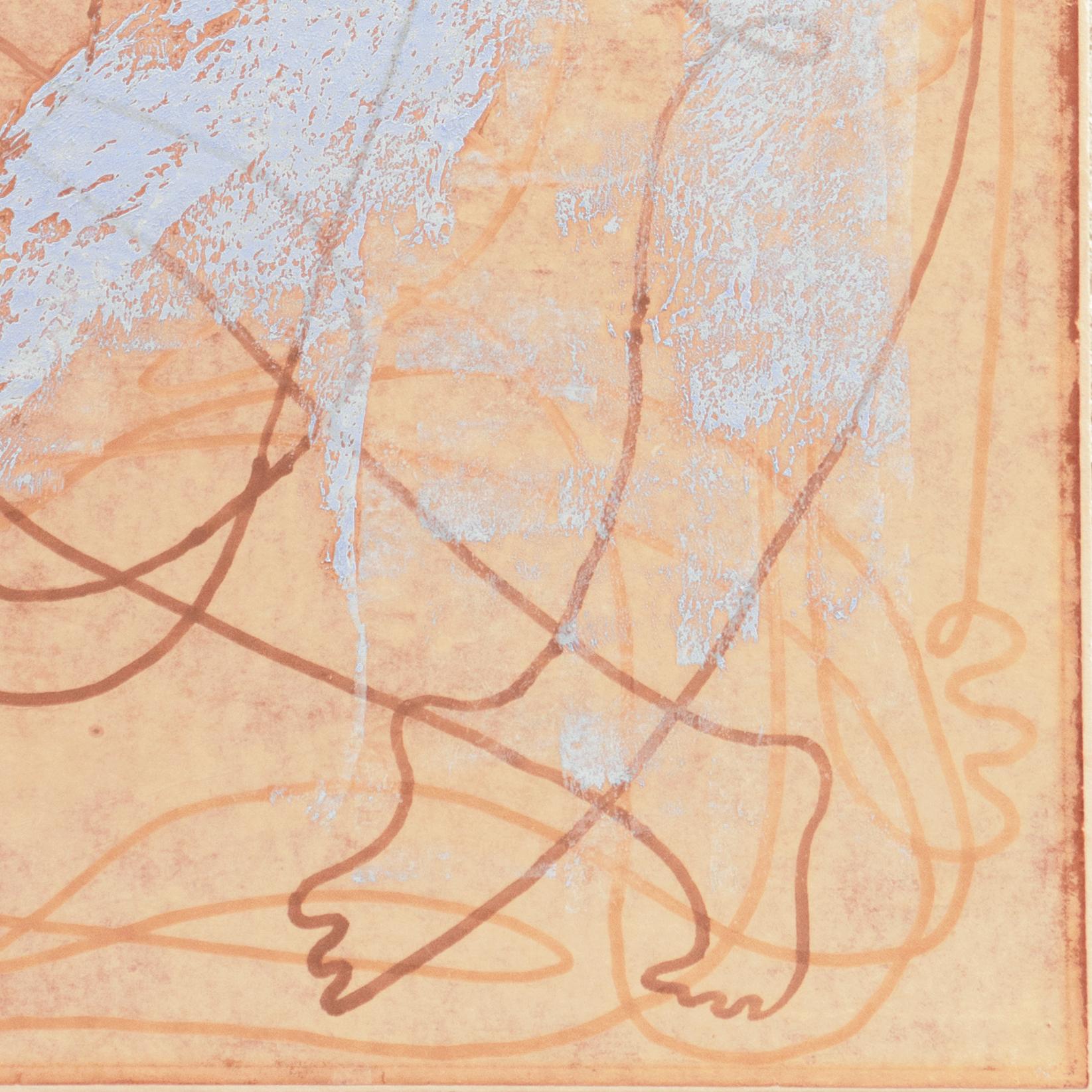 « Seated Women » (Femmes assises), dessin continu au trait, réalisateur nommé à l'Oscar, lauréat du BAFTA - Beige Nude par Jean Negulesco