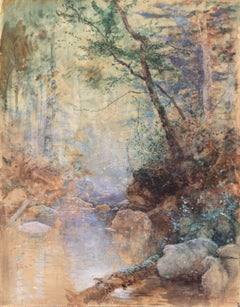 Antique 'Woodland Stream', Paris, New York,  Hudson River School, Luminism, AIC, PAFA