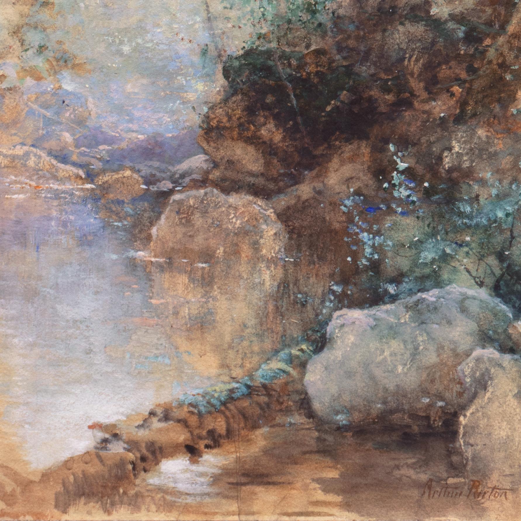 « Woodland Stream », Paris, New York,  École de la rivière Hudson, Luminisme, AIC, PAFA - Hudson River School Art par Arthur Parton
