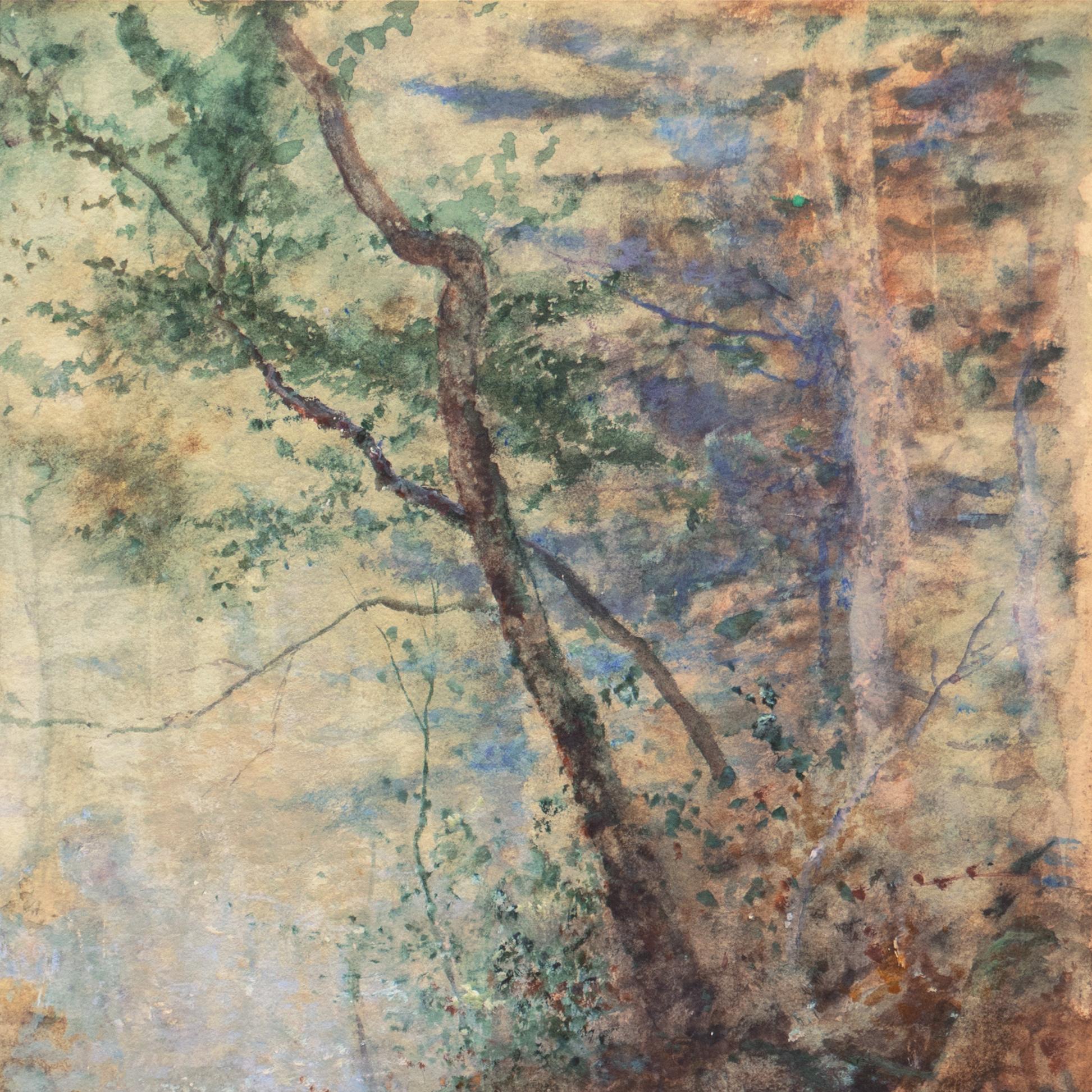 'Woodland Stream', Paris, New York,  Hudson River School, Luminism, AIC, PAFA - Brown Landscape Art by Arthur Parton