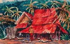 Vintage 'Kingston, Jamaica', Caribbean, California Watercolor Society, SF Art Institute