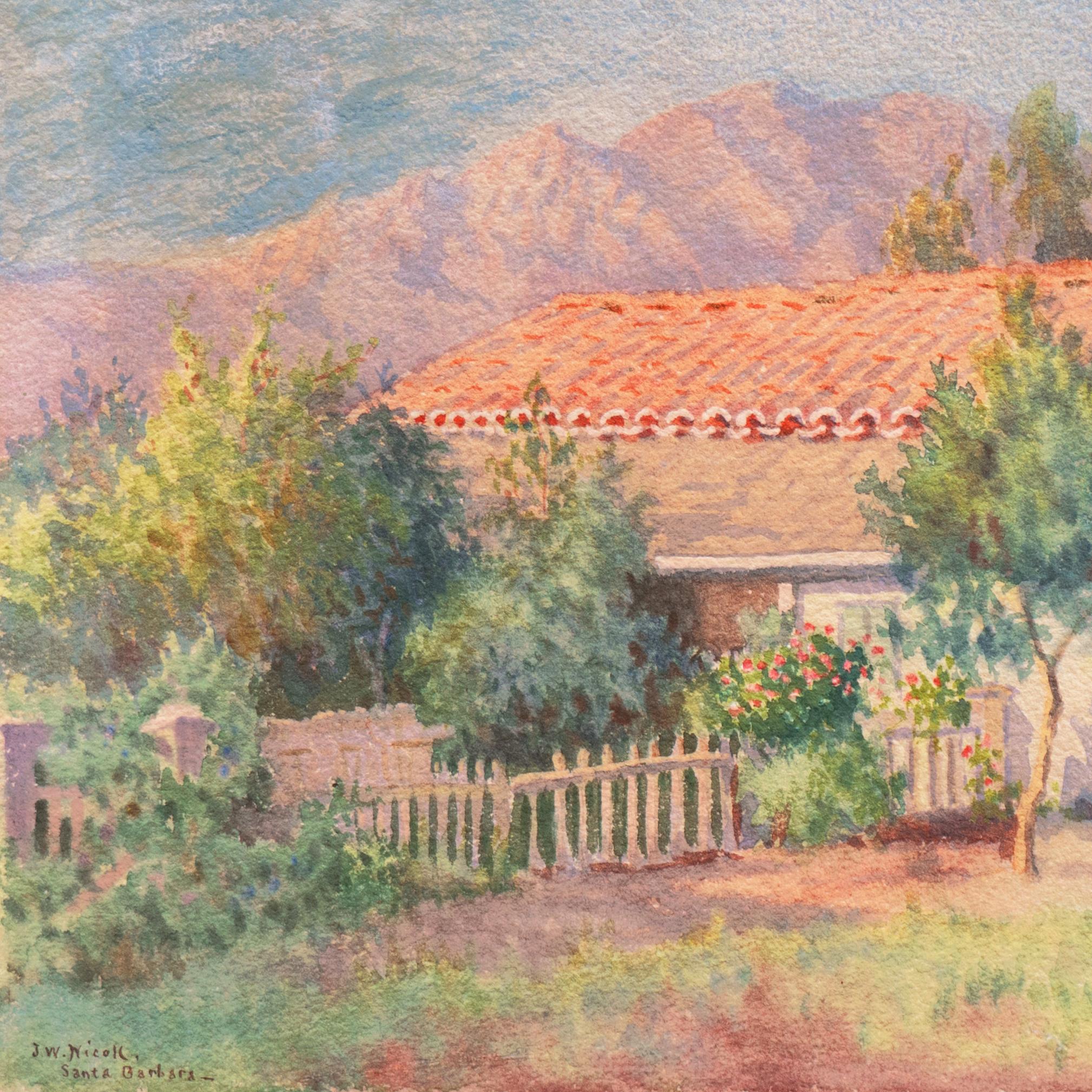 'Santa Barbara Landscape', Paris, Académie Julian, LACMA, Pasadena, California - Brown Landscape Art by John W. Nicoll