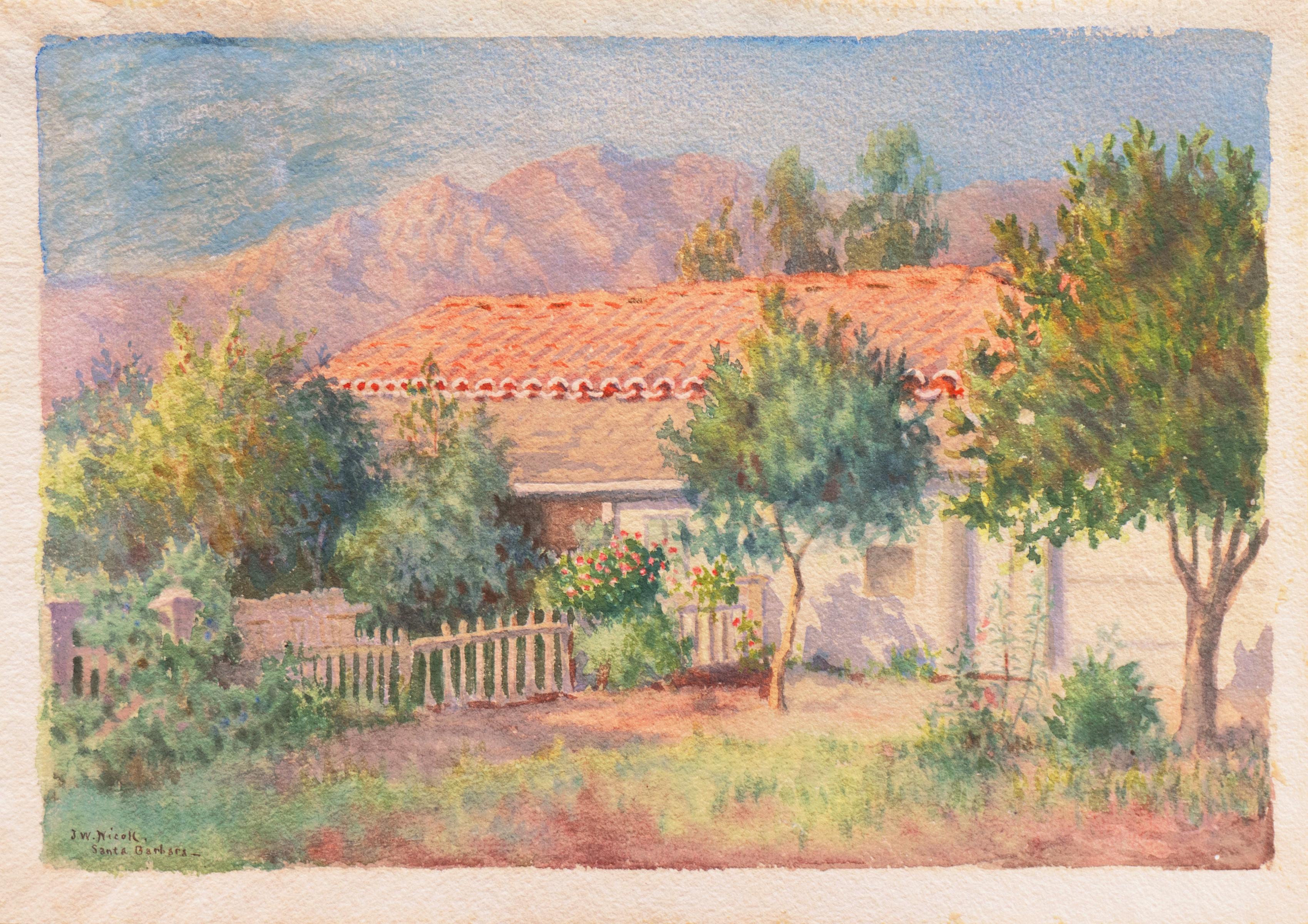 'Santa Barbara Landscape', Paris, Académie Julian, LACMA, Pasadena, California - Art by John W. Nicoll