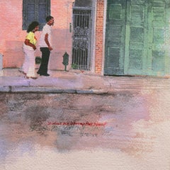'Shadows on a Shrimp Pink House', Bourbon Street, New Orleans French Quarter