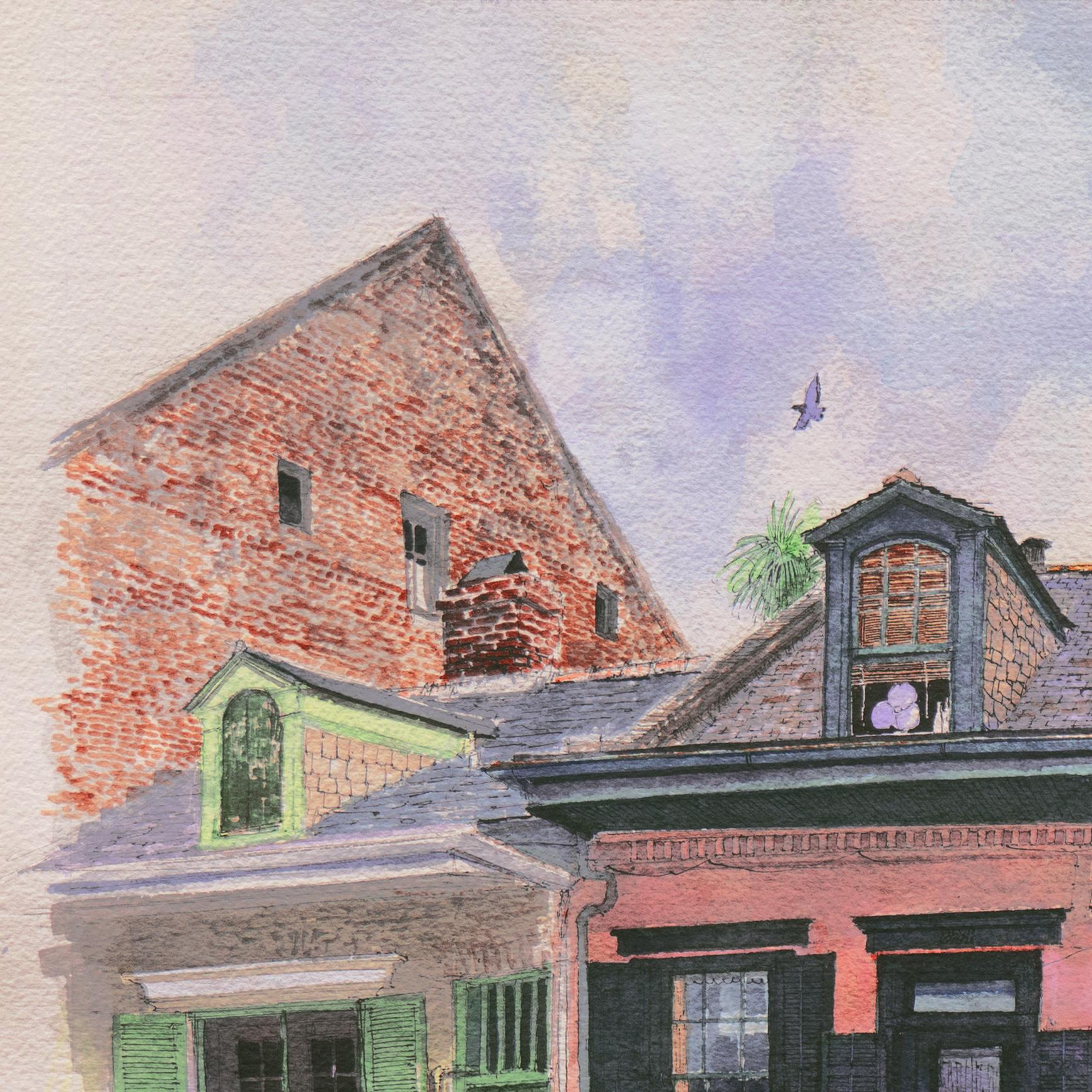 „Shadows on a Shrimp Pink House“, Bourbon Street, New Orleans Französisches Viertel im Angebot 4