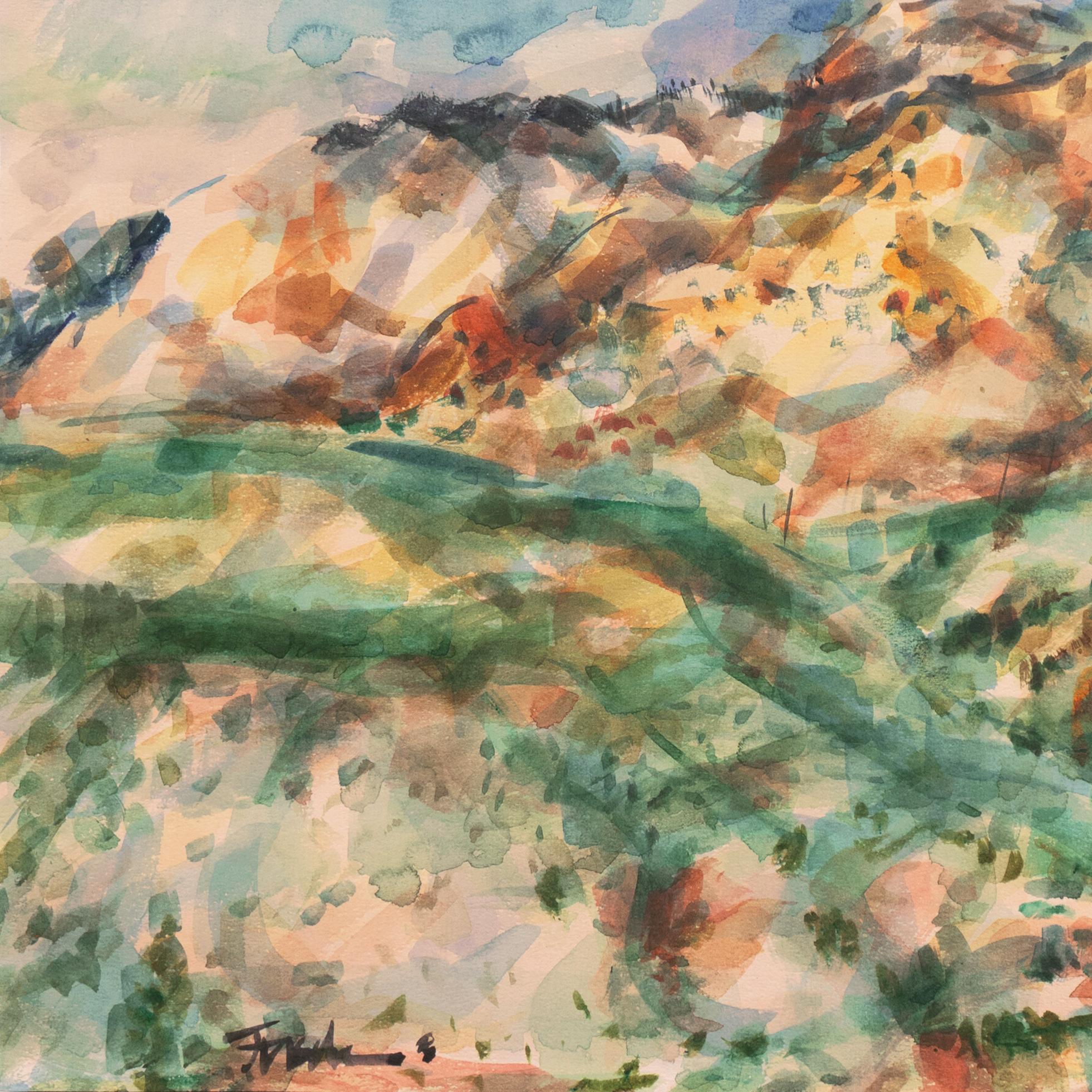 'Four Hills, Albuquerque' McDowell Fellowship, Dallas Museum of Art, Guggenheim - Beige Landscape Art by Bill Firschein