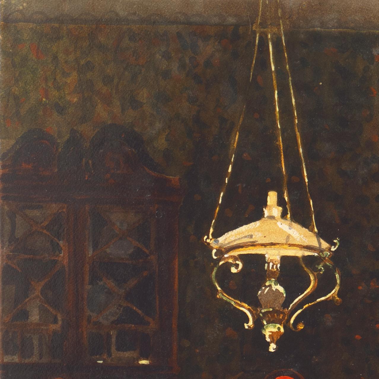 Esszimmerlampe „Dining by Oil Lampe“, Paris, Rom, New York, Buenos Aires, Santa Maria di Leuca (Braun), Interior Art, von Aldo Riso