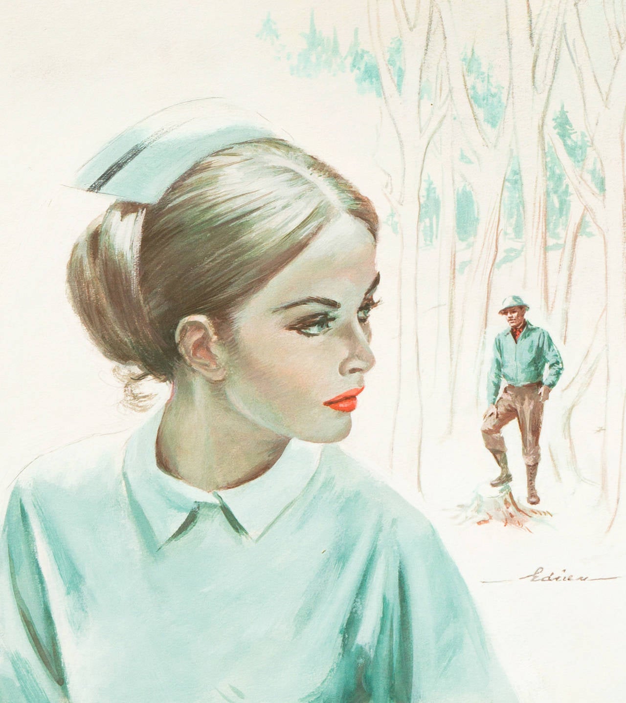 'Timberline Nurse', American illustrator, Avalon Books, Romance novel, Playboy - Art by Charles Winfield Miller