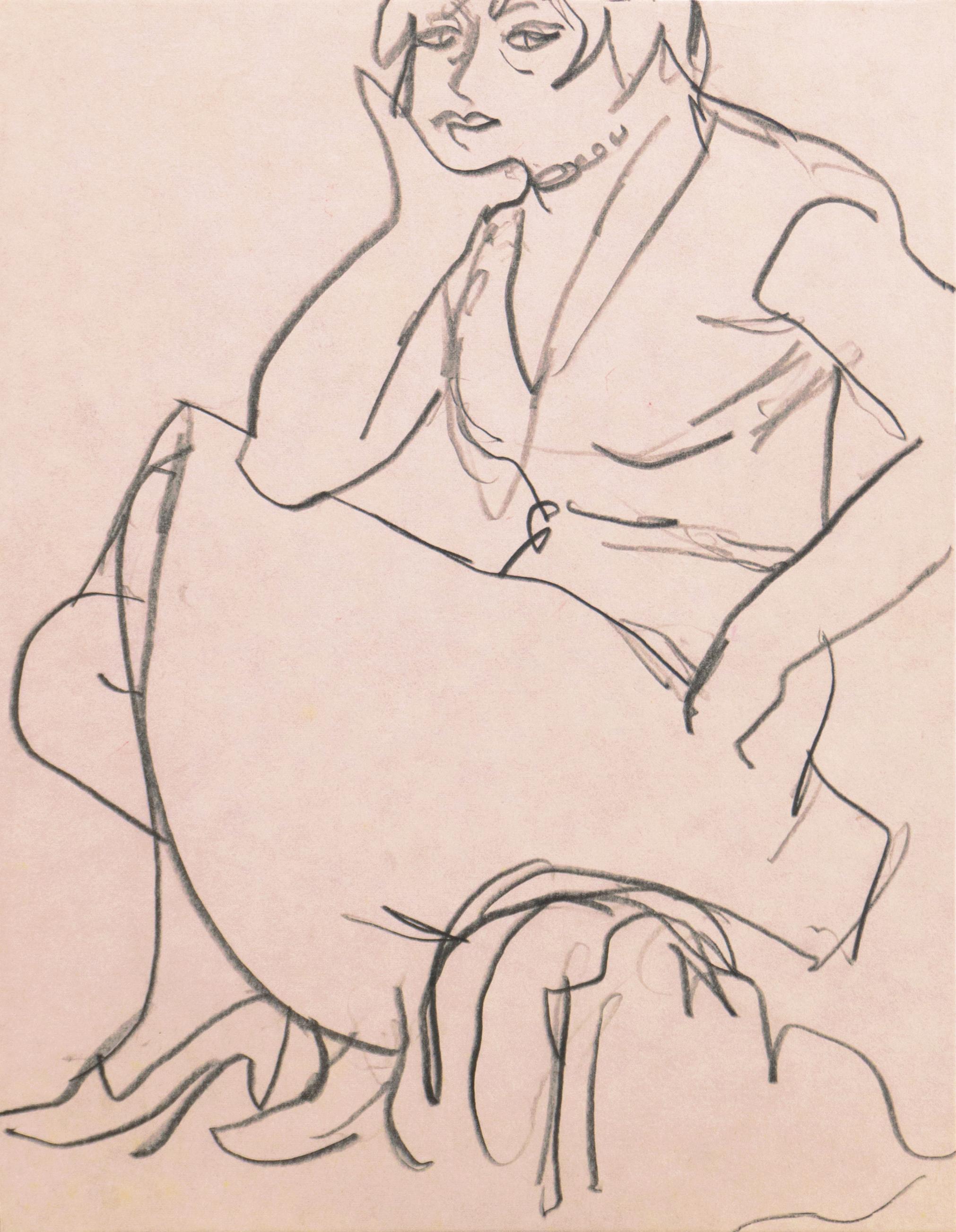 Victor Di Gesu Figurative Art - 'Woman Seated', Paris, Louvre, Académie Chaumière et Etrangères, LACMA, SFAA