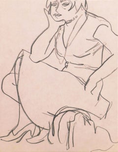 Vintage 'Woman Seated', Paris, Louvre, Académie Chaumière et Etrangères, LACMA, SFAA