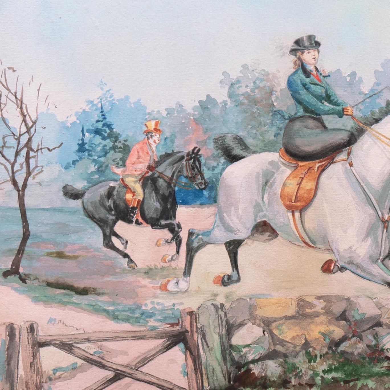 'Steeplechase', Boston, Massachusetts, National Academy of Design, Beagle, Pferd (Grau), Figurative Art, von George Harrington