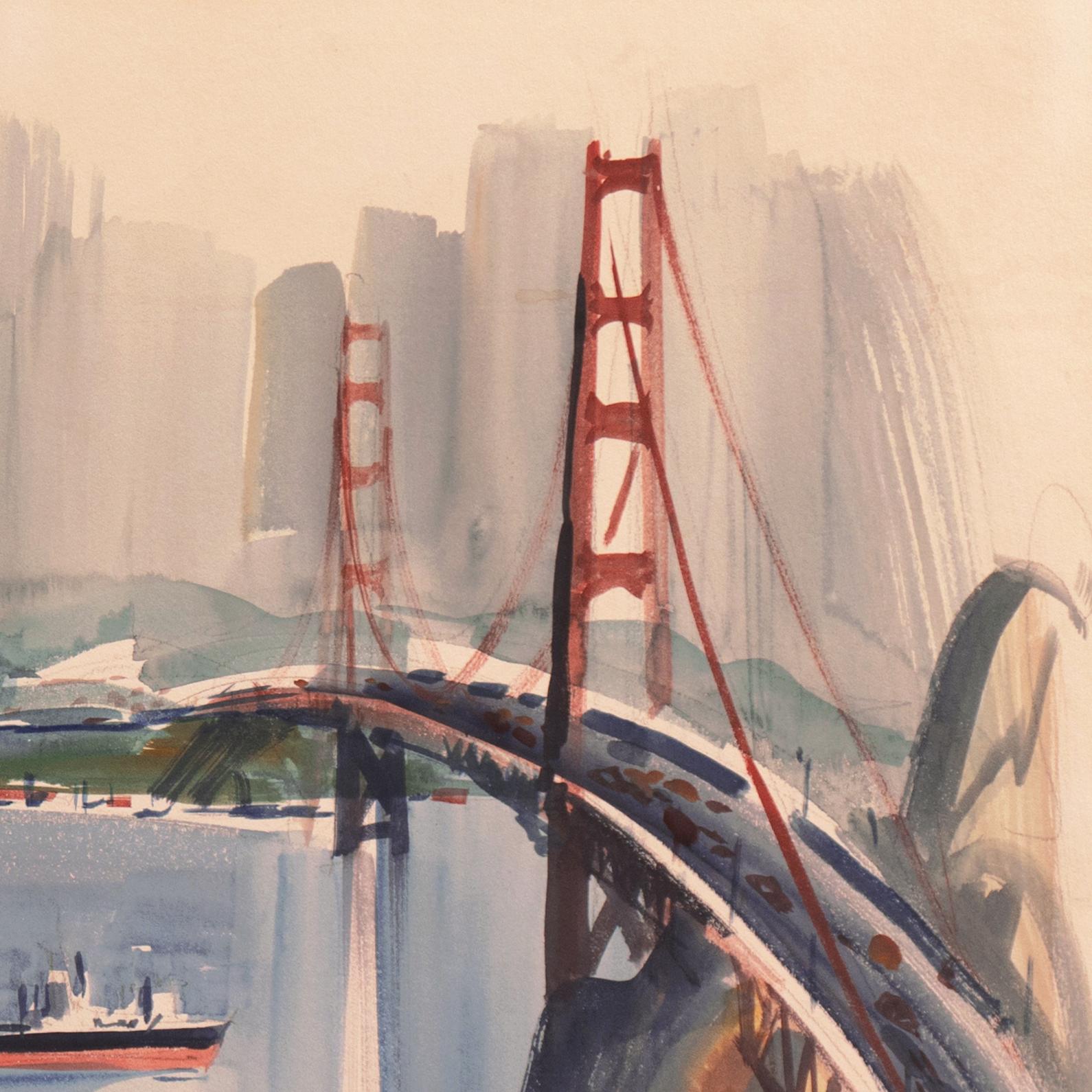 „San Francisco from Marin“, Seattle, SAM, Frye Museum, Golden Gate, Sausalito (Moderne), Art, von Jess Cauthorn