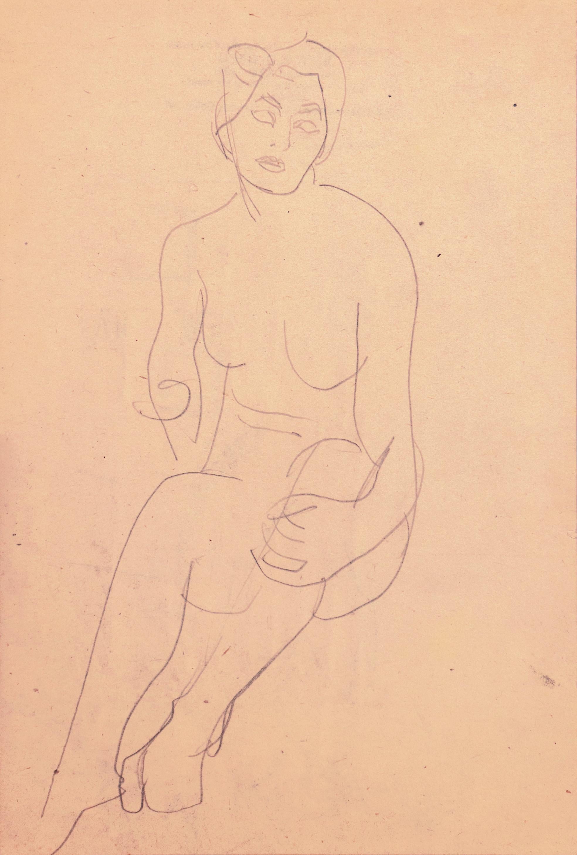 Victor Di Gesu Figurative Art - 'Seated Nude', Paris, Louvre, Académies Chaumière et Etrangères, LACMA, SFAA