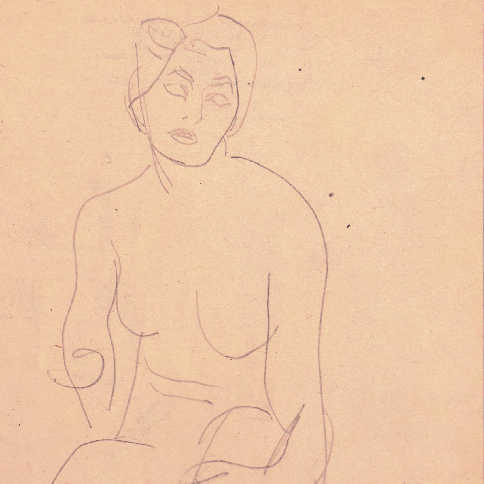 'Seated Nude', Paris, Louvre, Académies Chaumière et Etrangères, LACMA, SFAA - Art by Victor Di Gesu