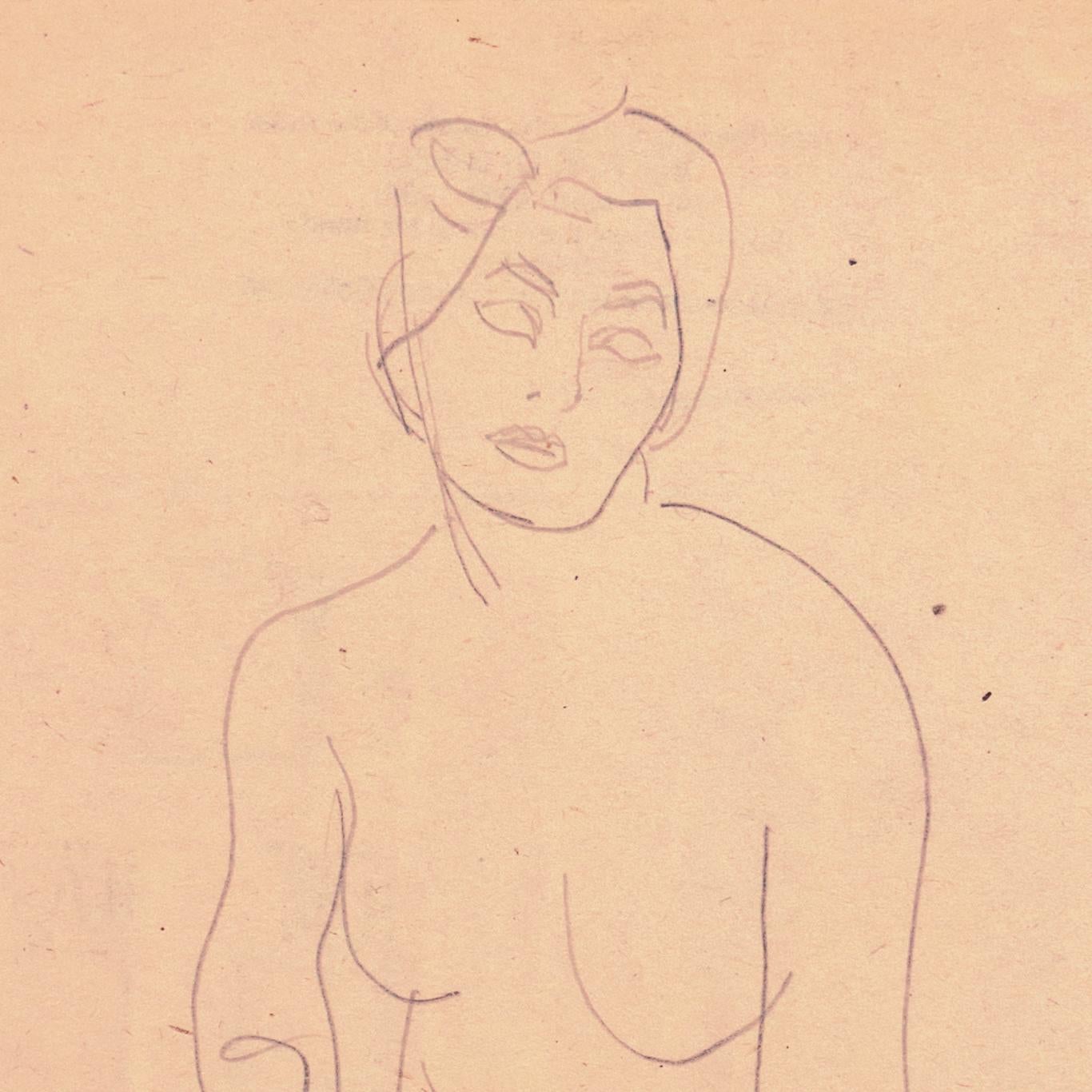 'Seated Nude', Paris, Louvre, Académies Chaumière et Etrangères, LACMA, SFAA - Post-Impressionist Art by Victor Di Gesu