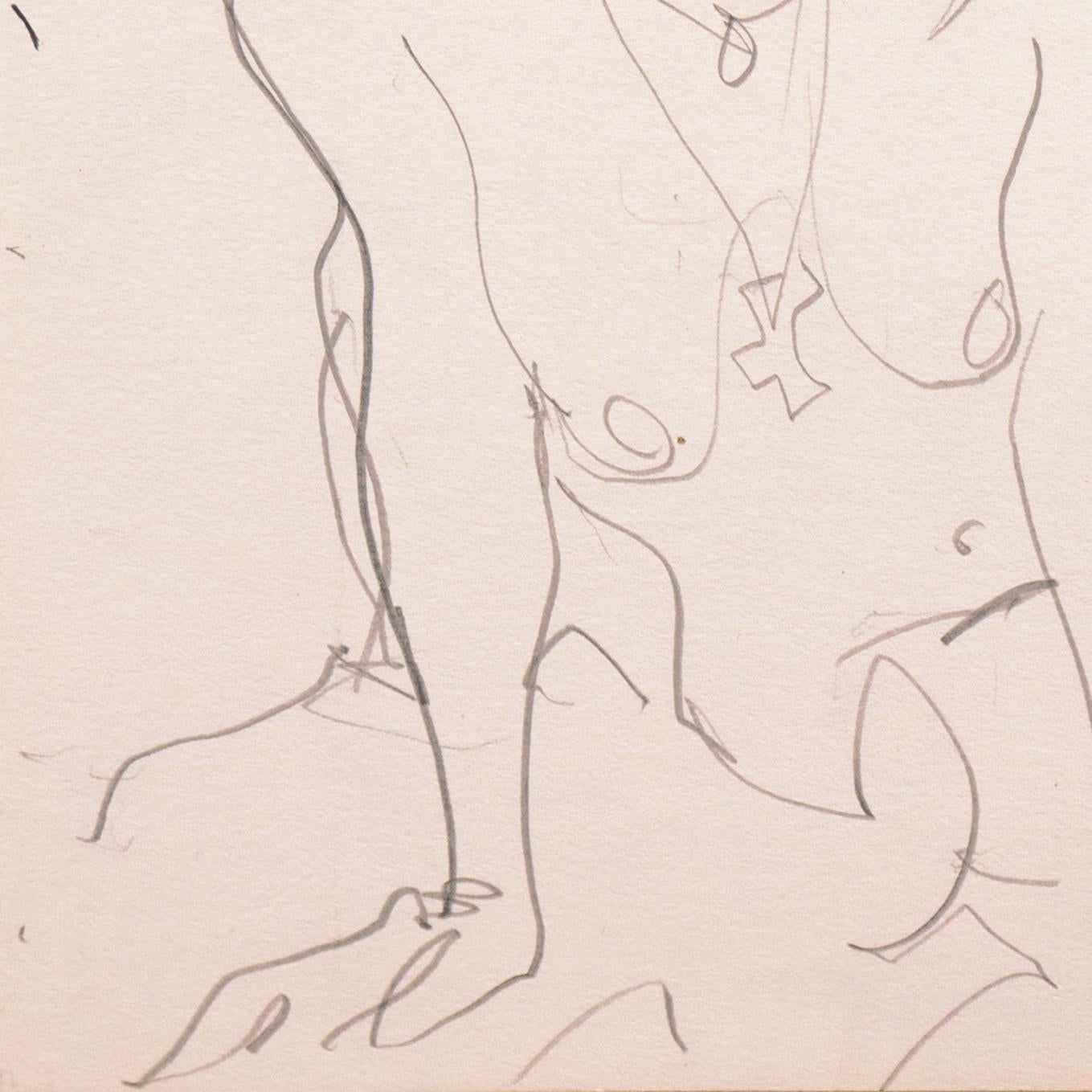 Victor Di Gesu (Amerikaner, 1914-1988) Nachlassstempel verso; gezeichnet um 1955.

Eine elegante, figurative Zeichnung, die den Blick einer jungen Frau zeigt, die sitzend und offen zum Betrachter blickt.

Victor di Gesu, Gewinner des Prix Othon