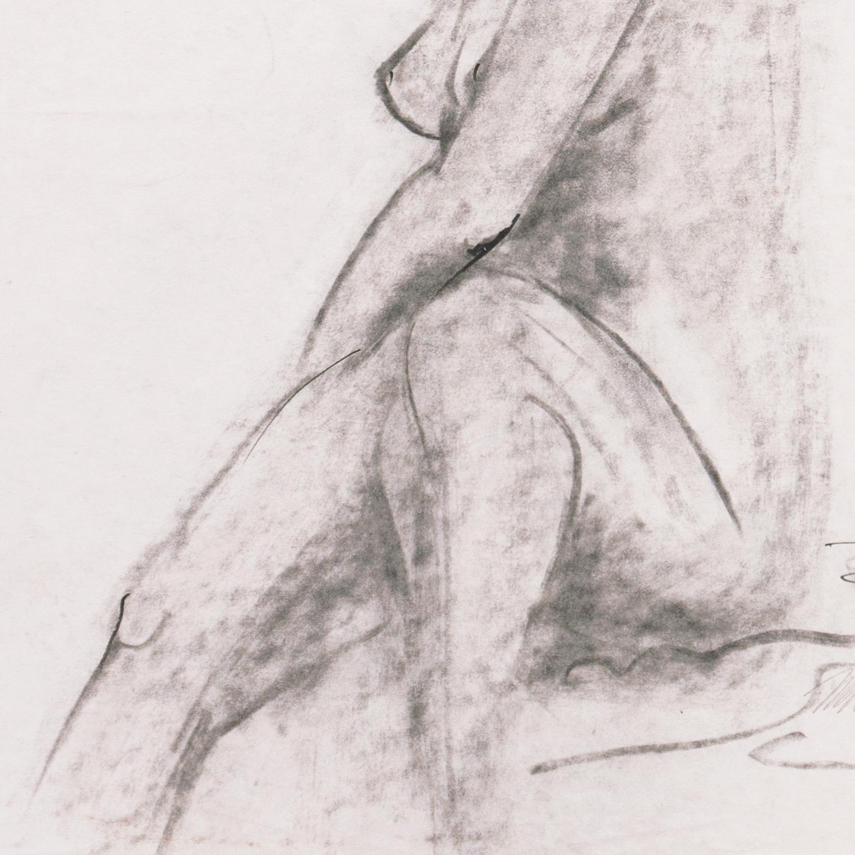 'Seated Nude', American Modernist Graphite Figural Study For Sale 2