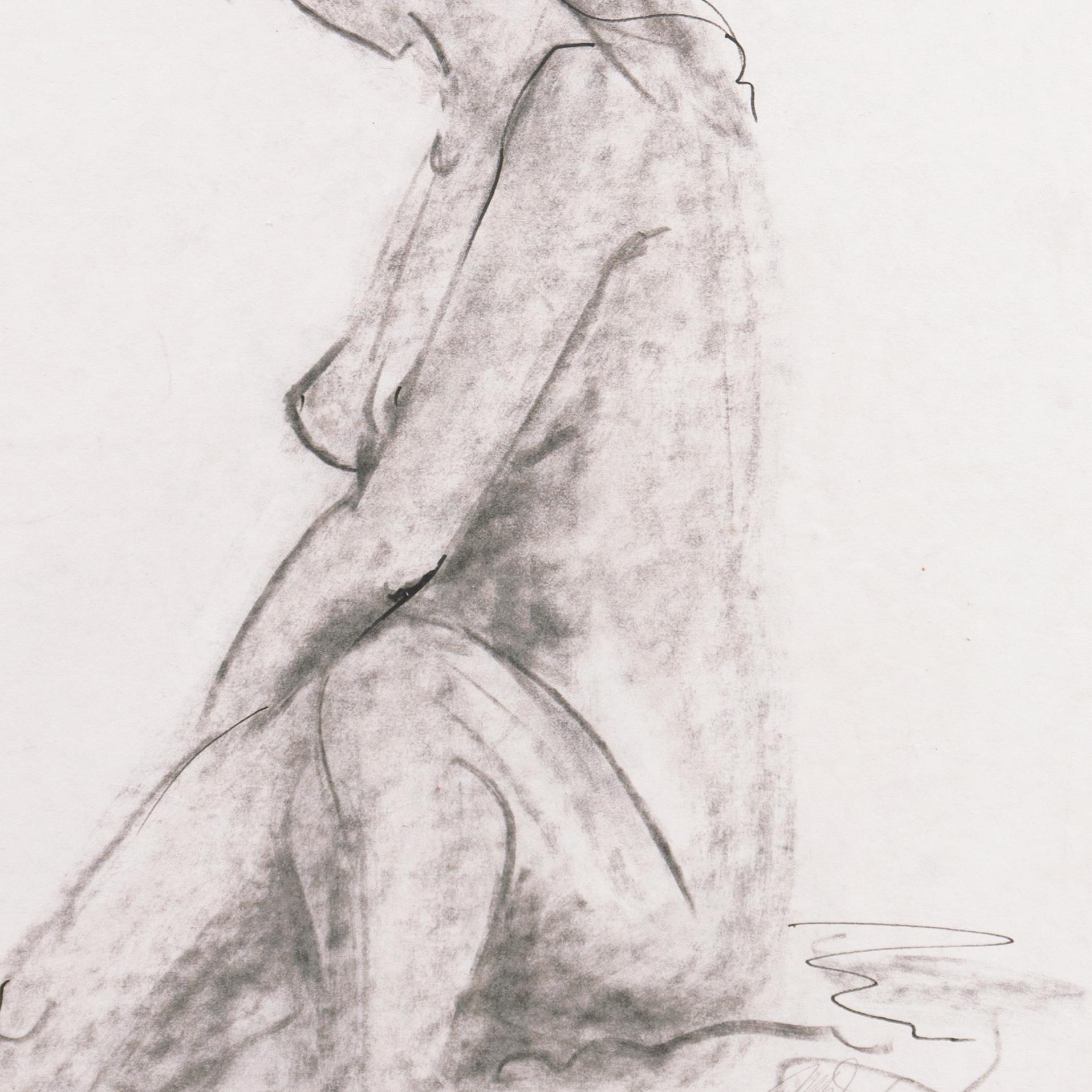 'Seated Nude', American Modernist Graphite Figural Study For Sale 1