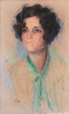 „A Young Lady“, Flapper, Roaring 20's, Figural, Porträt einer Frau, Figural