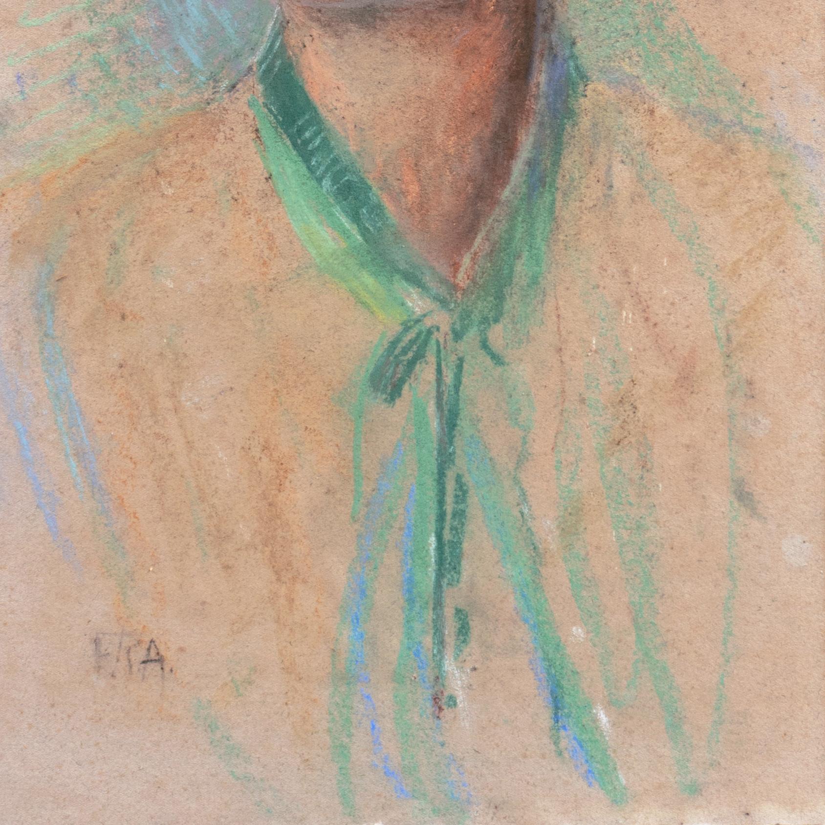 „A Young Lady“, Flapper, Roaring 20's, Figural, Porträt einer Frau, Figural (Braun), Portrait, von Frederick Appleyard