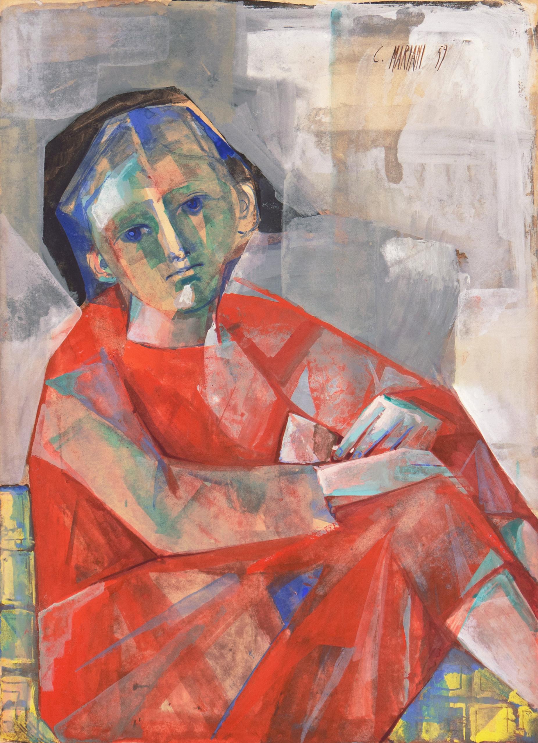 Carlo Maria Mariani Portrait - 'Girl in Red', Guggenheim, LACMA, Rome, Academy of Fine Arts, Venice Biennale